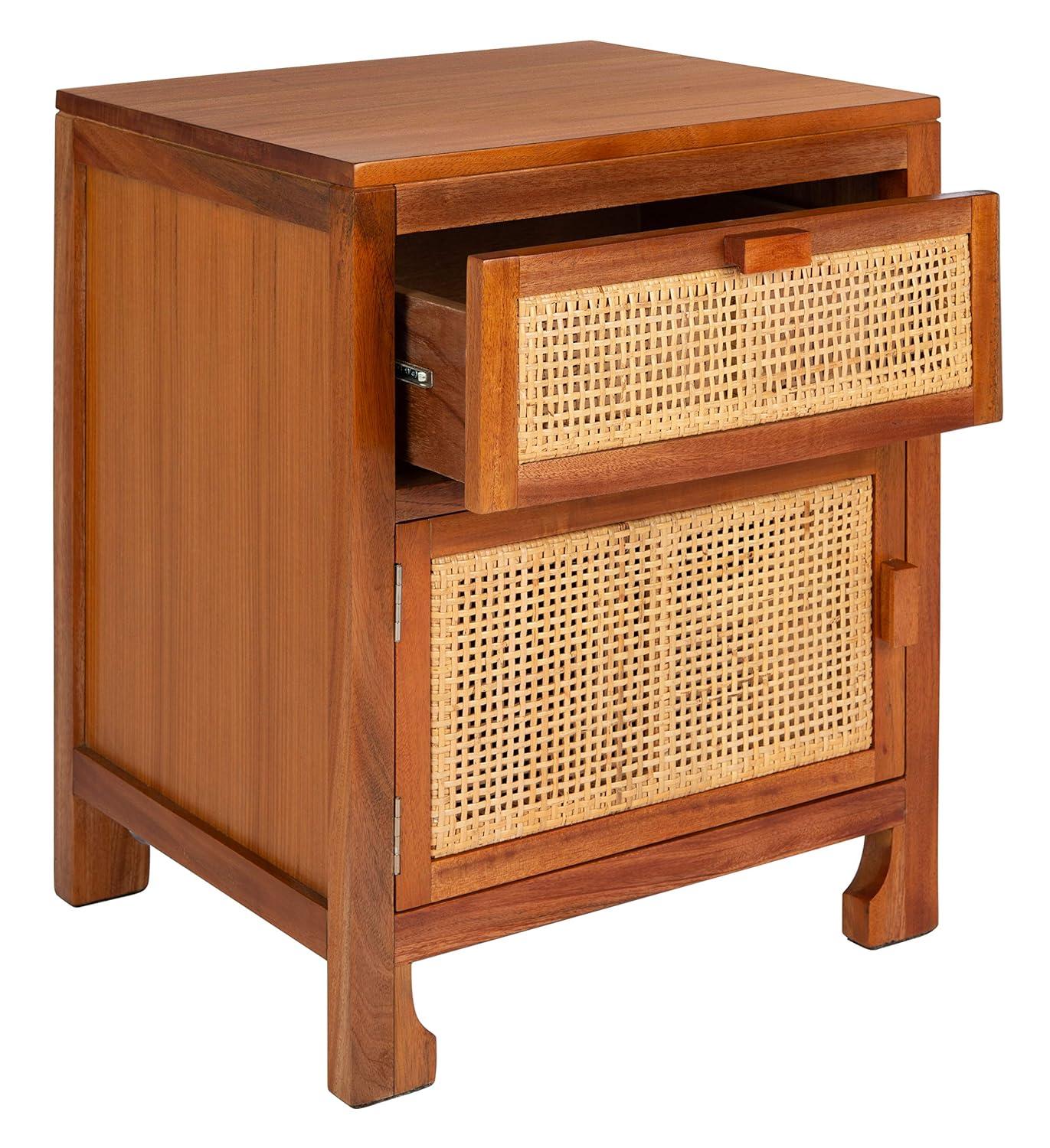 Dave 1 Drawer 1 Door Nightstand - Natural - Safavieh.