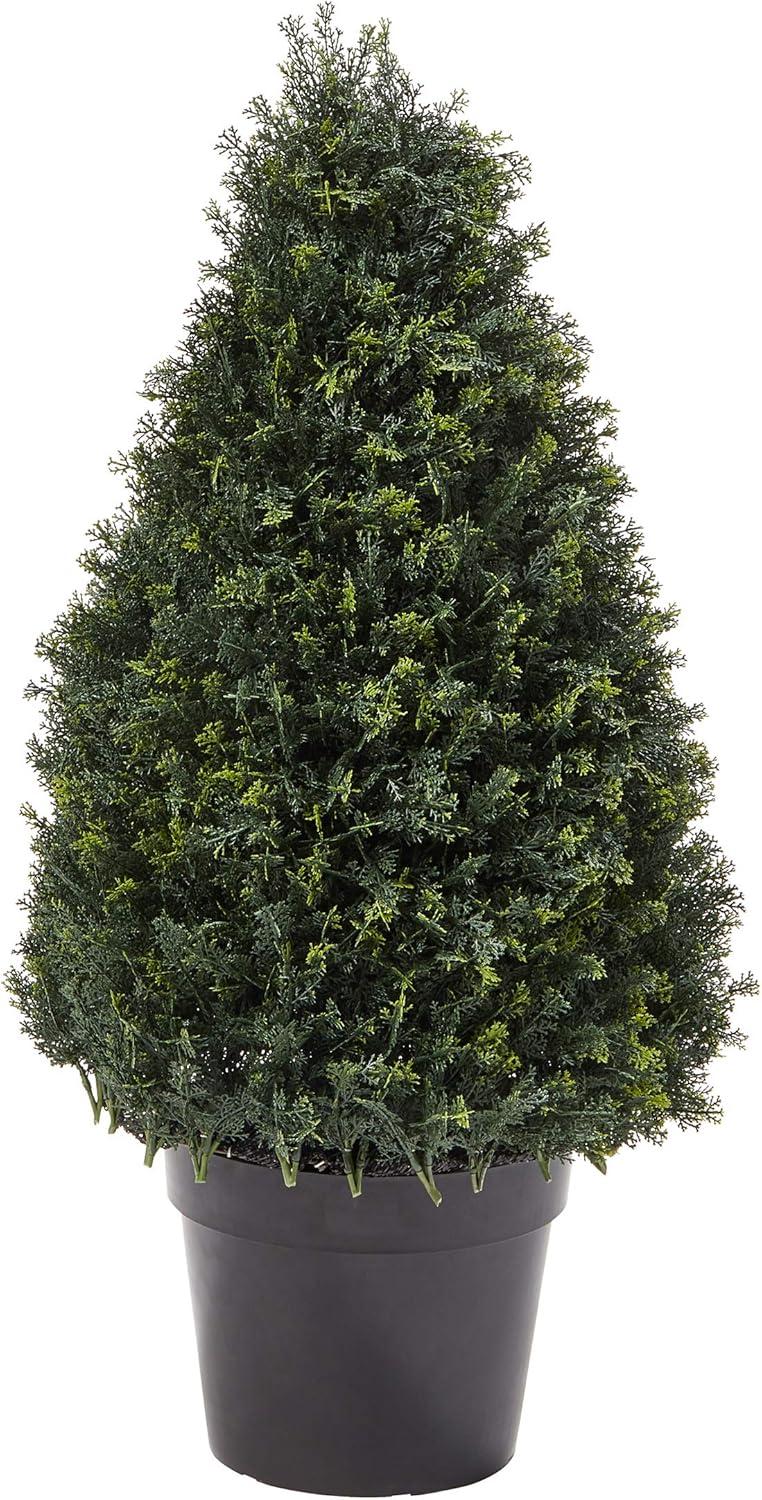 37-Inch Artificial Cypress Topiary in Sturdy Pot for Indoor/Outdoor Use