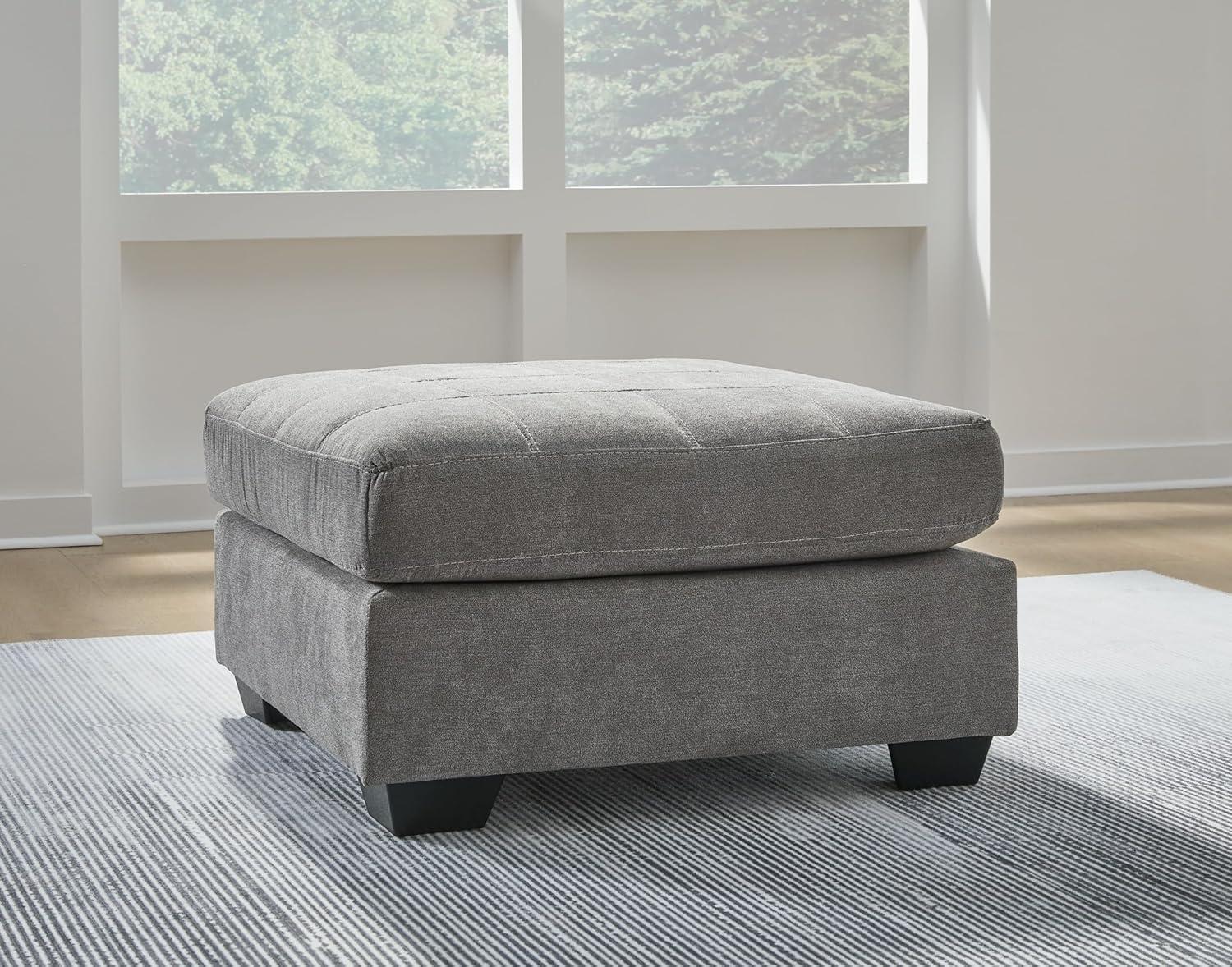 Gray Upholstered Square Oversized Accent Ottoman