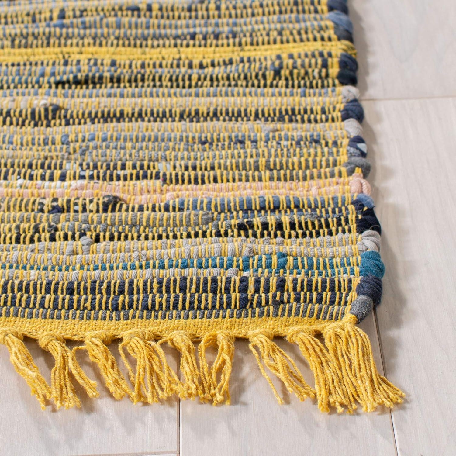 SAFAVIEH Rag Candis Striped Cotton Runner Rug, Yellow/Multi, 2'3" x 5'