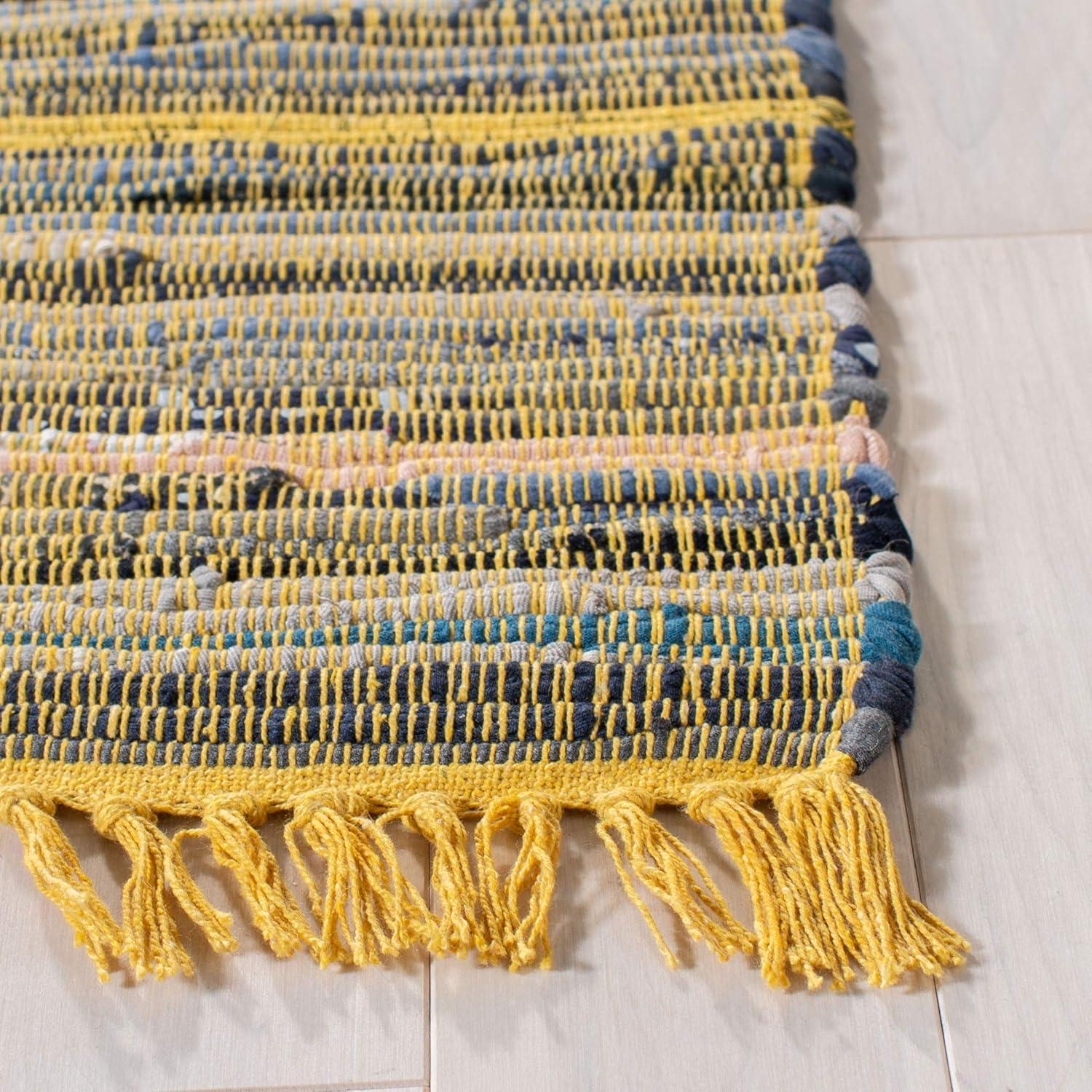Rag Rug RAR127 Hand Woven Indoor Accent Rug - 4'x6' - Yellow/Multi - Safavieh