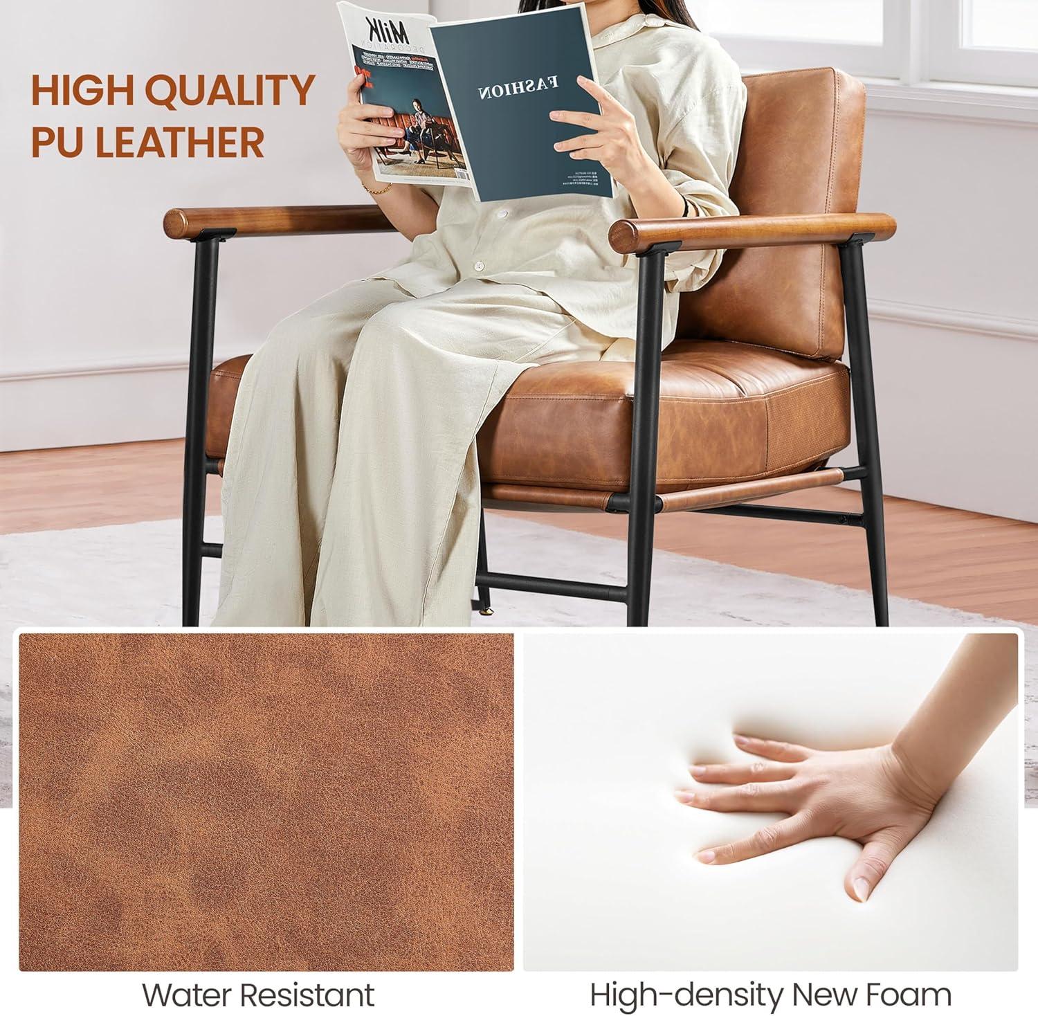 Renwick Mid-century Modern Upholstered Accent Chair for Living Room, Retro Brown