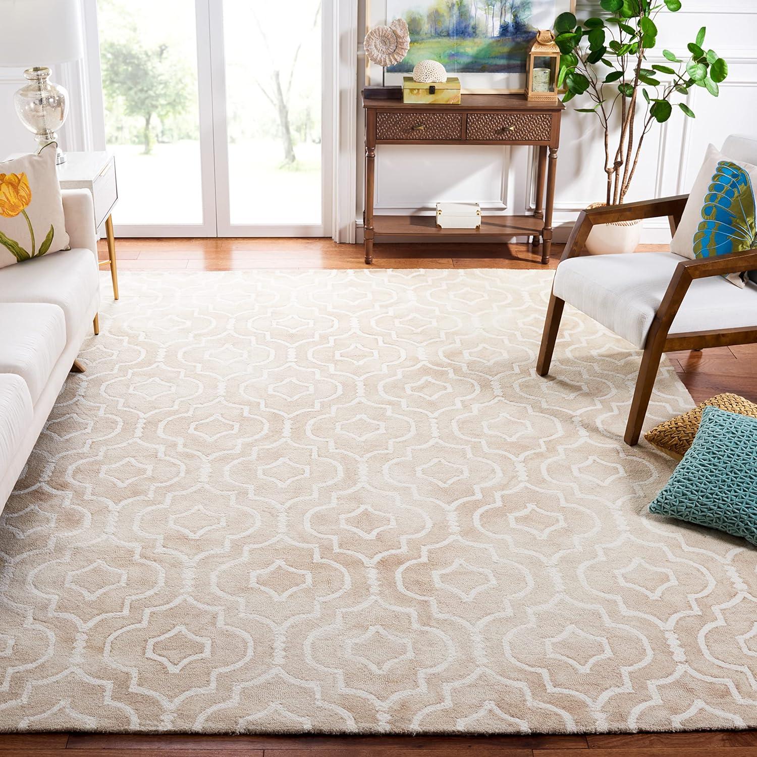 SAFAVIEH Dip Dye Lairos Overdyed Geometric Area Rug, Beige/Ivory, 10' x 14'