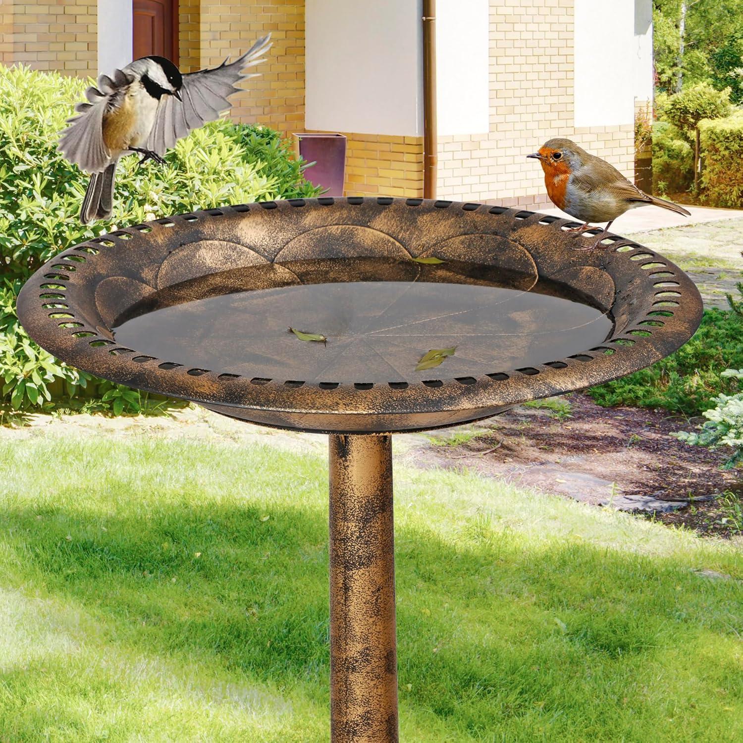 HomGarden 28"H x 20"W Vintage Bird Bath Antique Birdbath Outdoor Garden Backyard Décor, Bronze