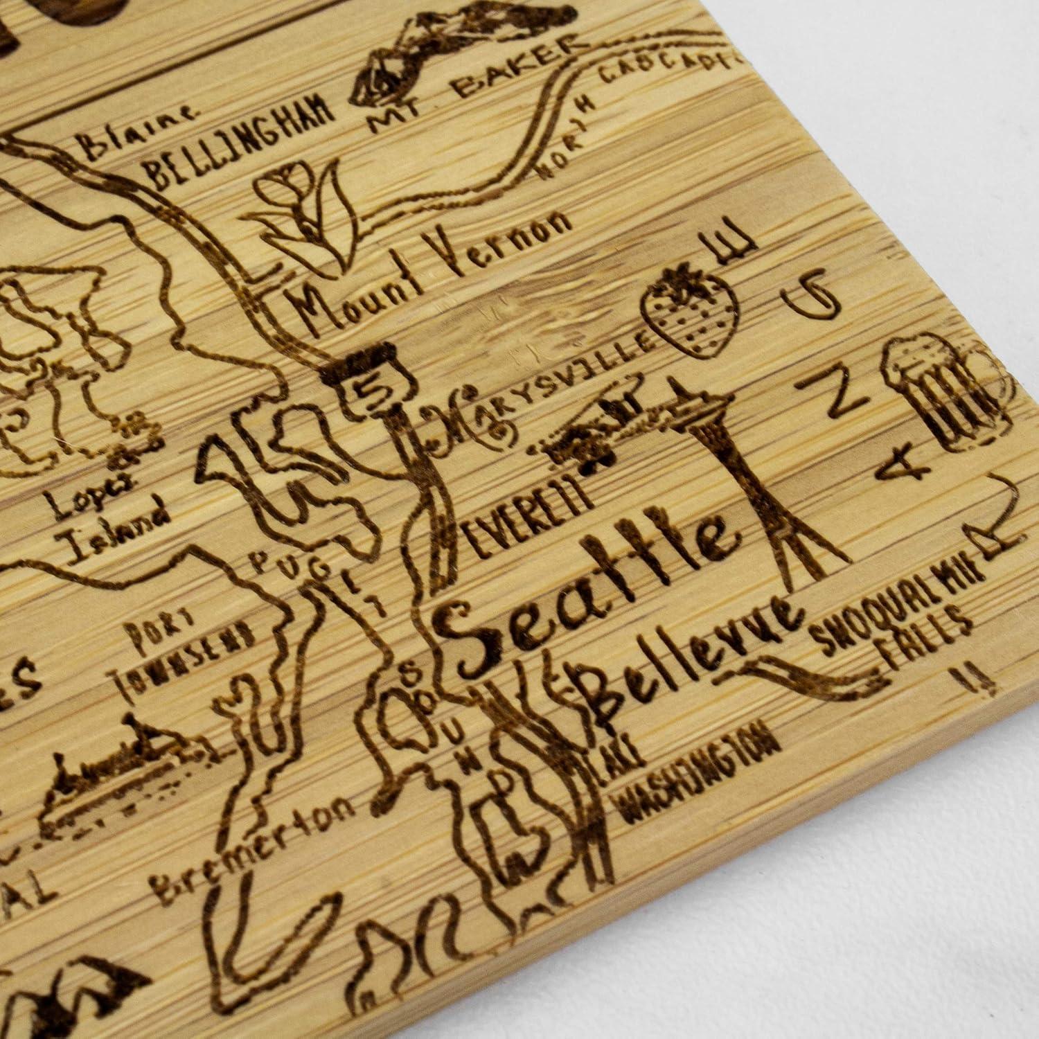 Washington State Bamboo Puzzle Coaster Set with Case