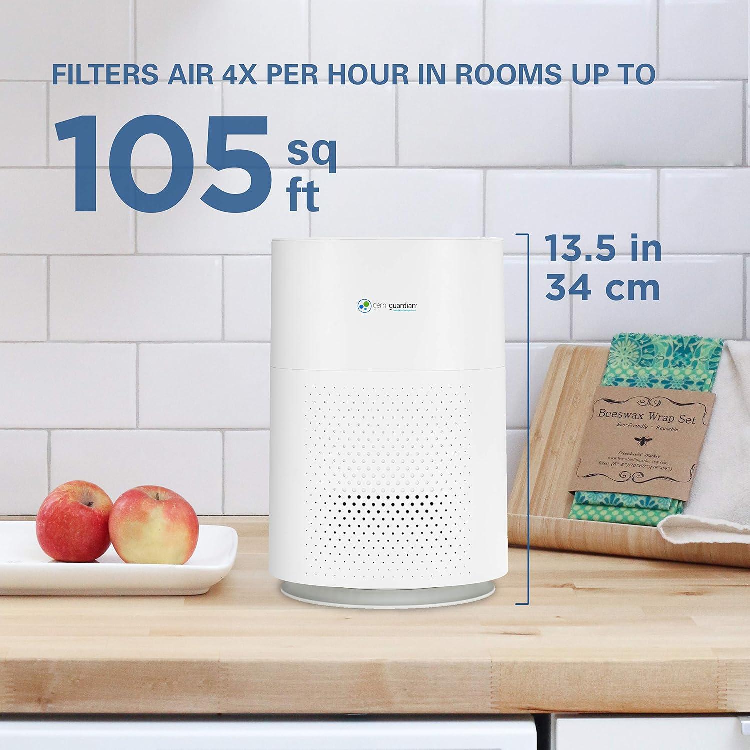 GermGuardian Air Purifier with HEPA Pure Filter Removes Odors, Mold, 510 Sq. ft, AC4200W, White