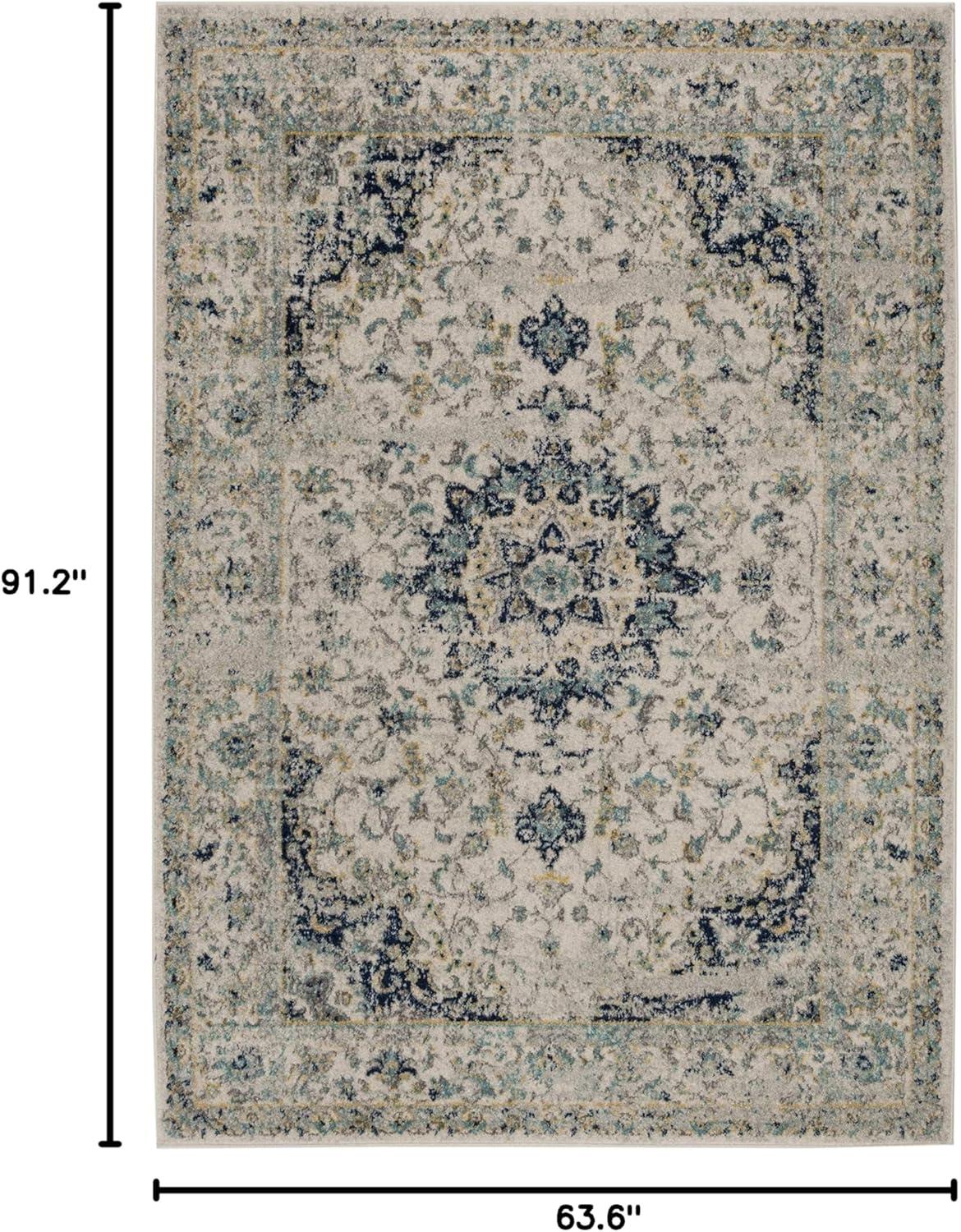 SAFAVIEH Madison Mattie Overdyed Floral Area Rug, Ivory/Blue, 5'3" x 7'6"