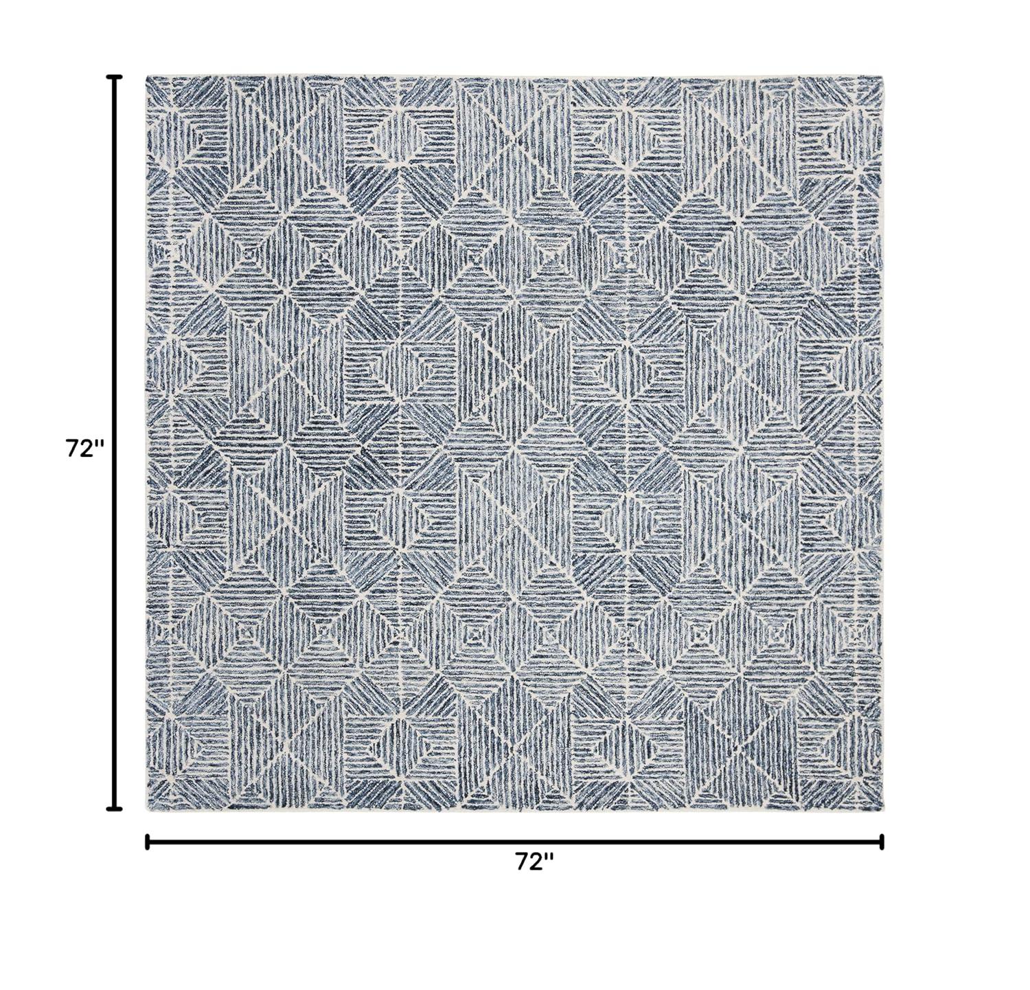 Abstract ABT763 Handmade Indoor Area Rug - Blue - 6'x6' - Safavieh