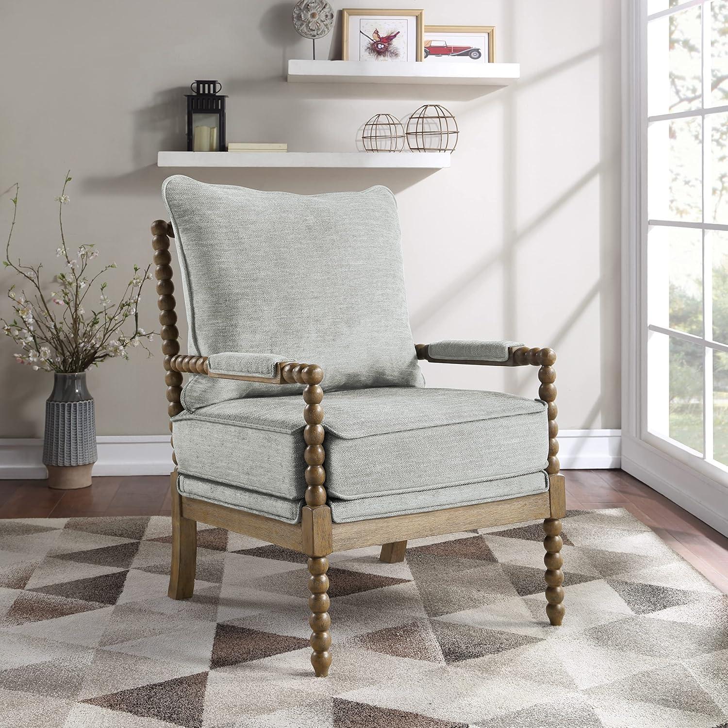 Fletcher Smoke Gray Spindle Accent Chair with Wood Frame