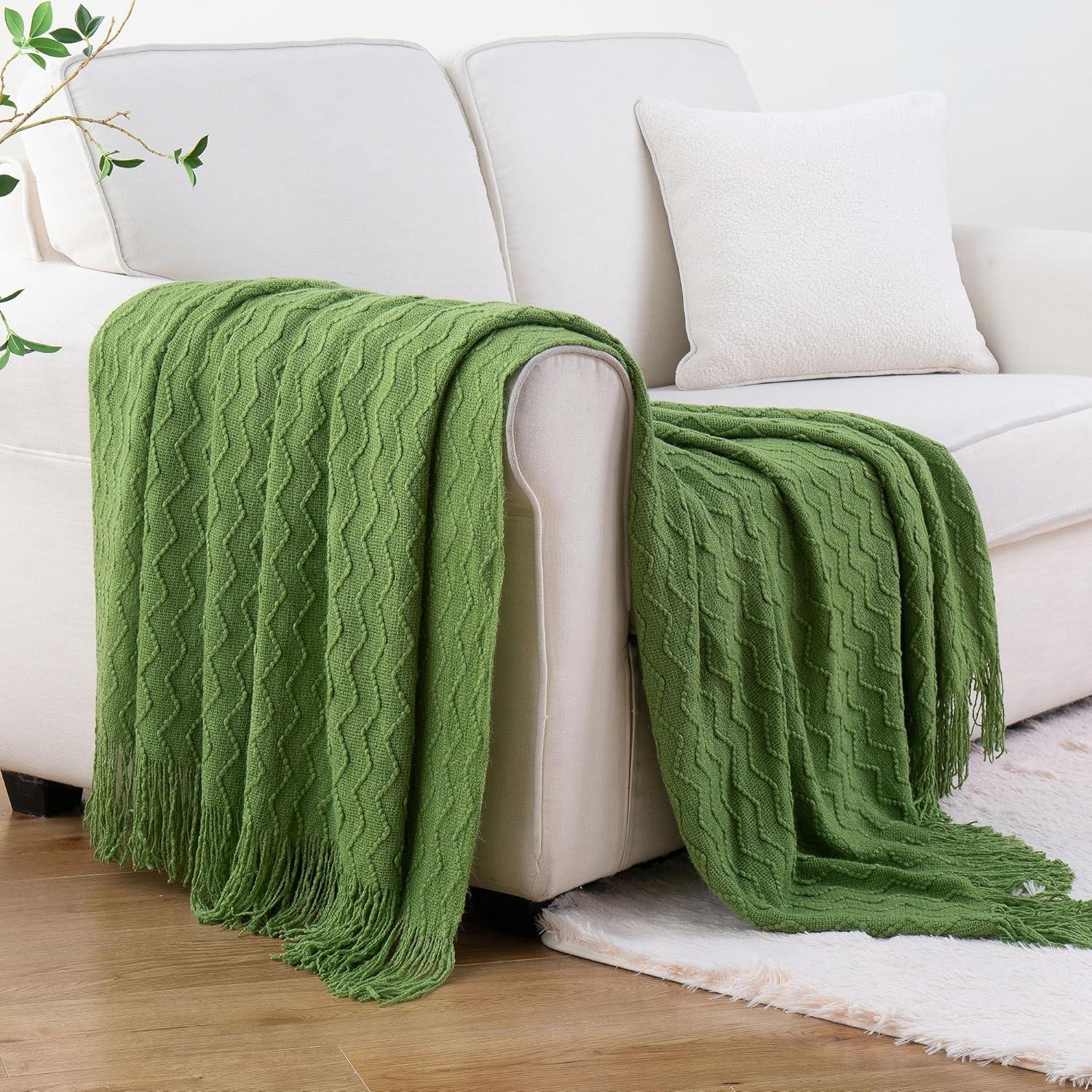 Battilo Home Throw Blanket for Couch, Textured Soft Throw Blankets, Decorative Knitted Blanket for Home Living Room Decor, 50"x60"