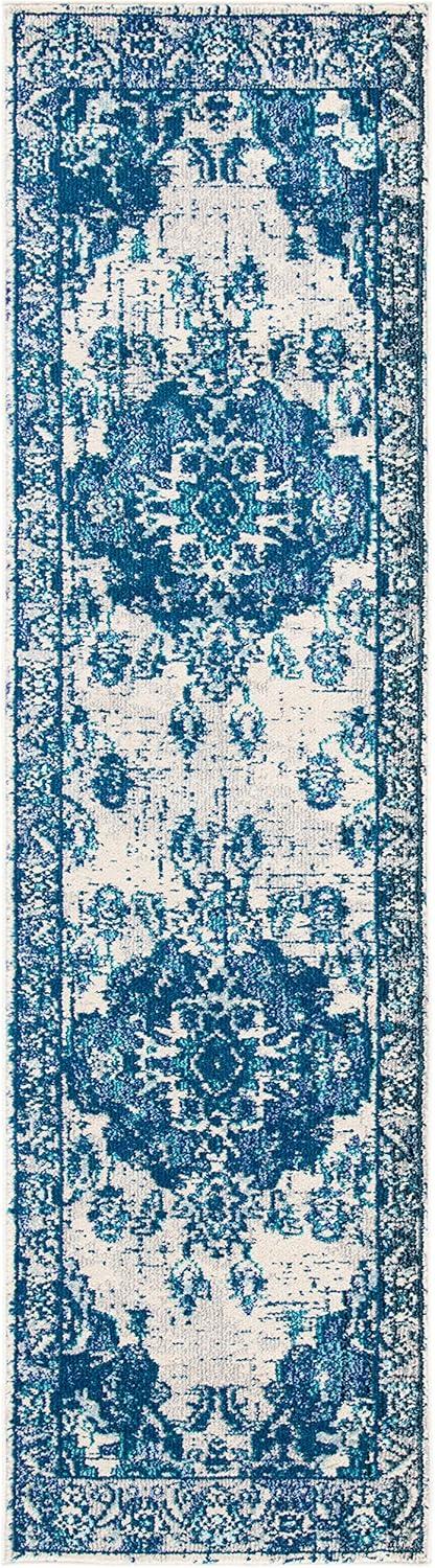 Monaco MNC243 Power Loomed Indoor Runner Rug - Ivory/Blue - 2'2"x8' - Safavieh