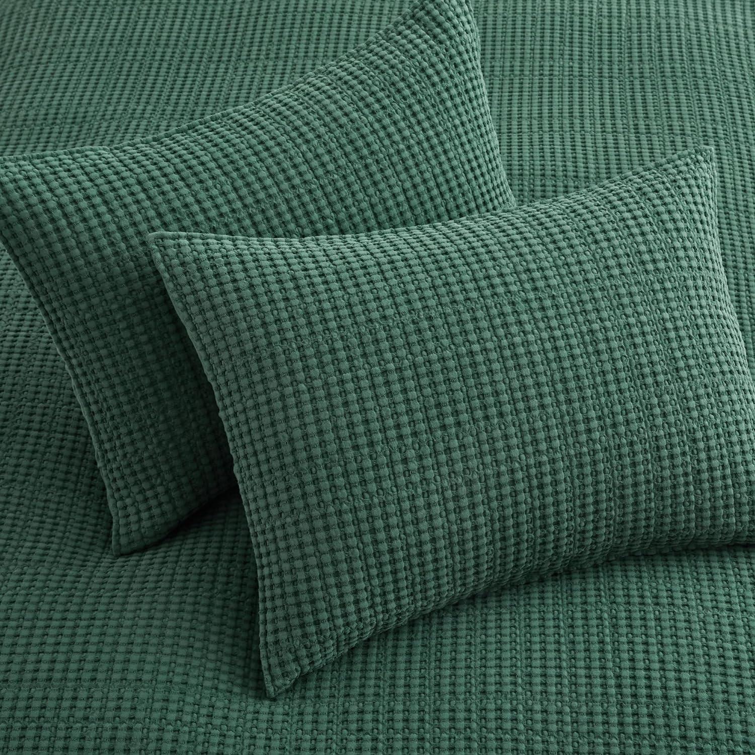 Mills Waffle Forest Green Twin Quilt Set - Levtex Home