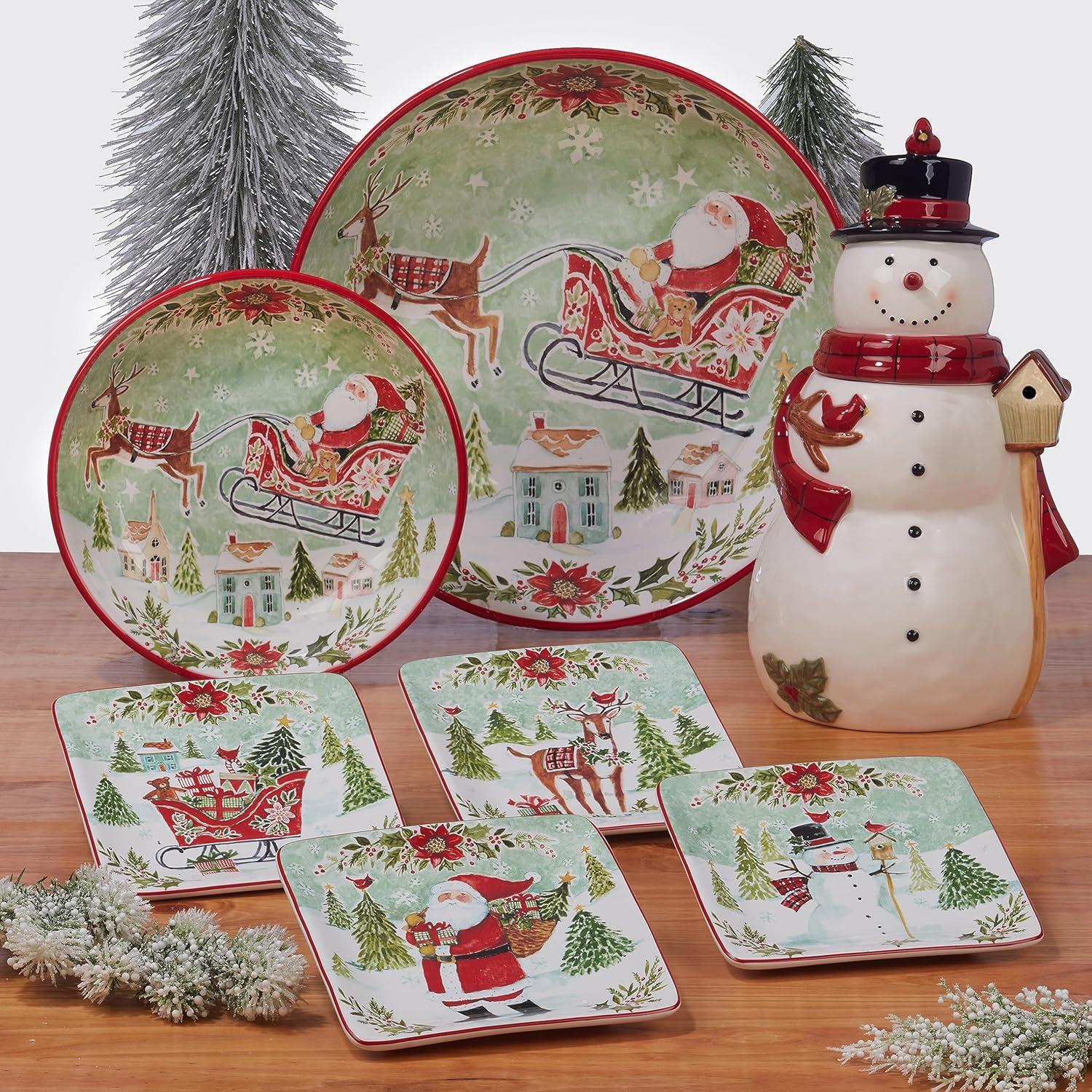 Joy of Christmas Red Ceramic 16 oz Mug Set of 4