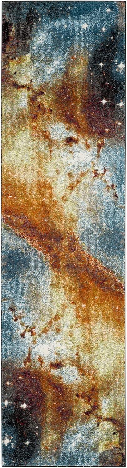 Celestial Charm Hand-Knotted Orange Multi 2'3" x 8' Runner Rug