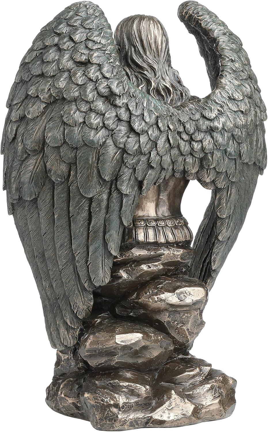 Veronese Design 9.1 Inch Saint Michael Prayer Archangel Monument Antique Bronze Finish Angel Statue