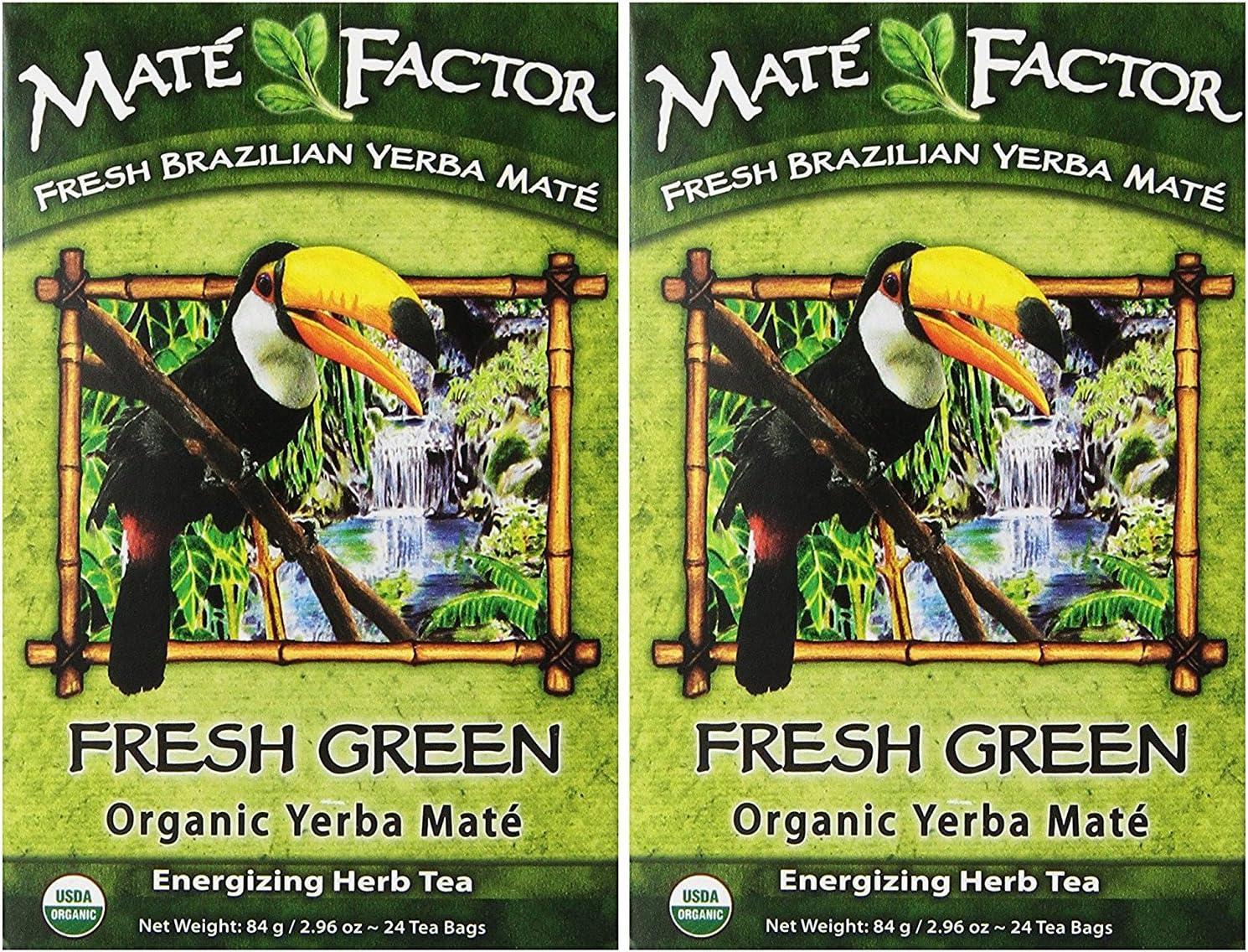Mate Factor Fresh Green Organic Yerba Mate - Case of 6 - 24 Bags
