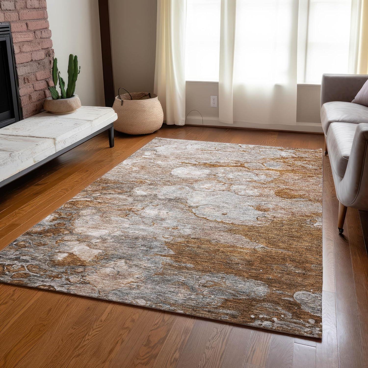 Terracotta Abstract Flat Woven Synthetic 3' x 5' Rug