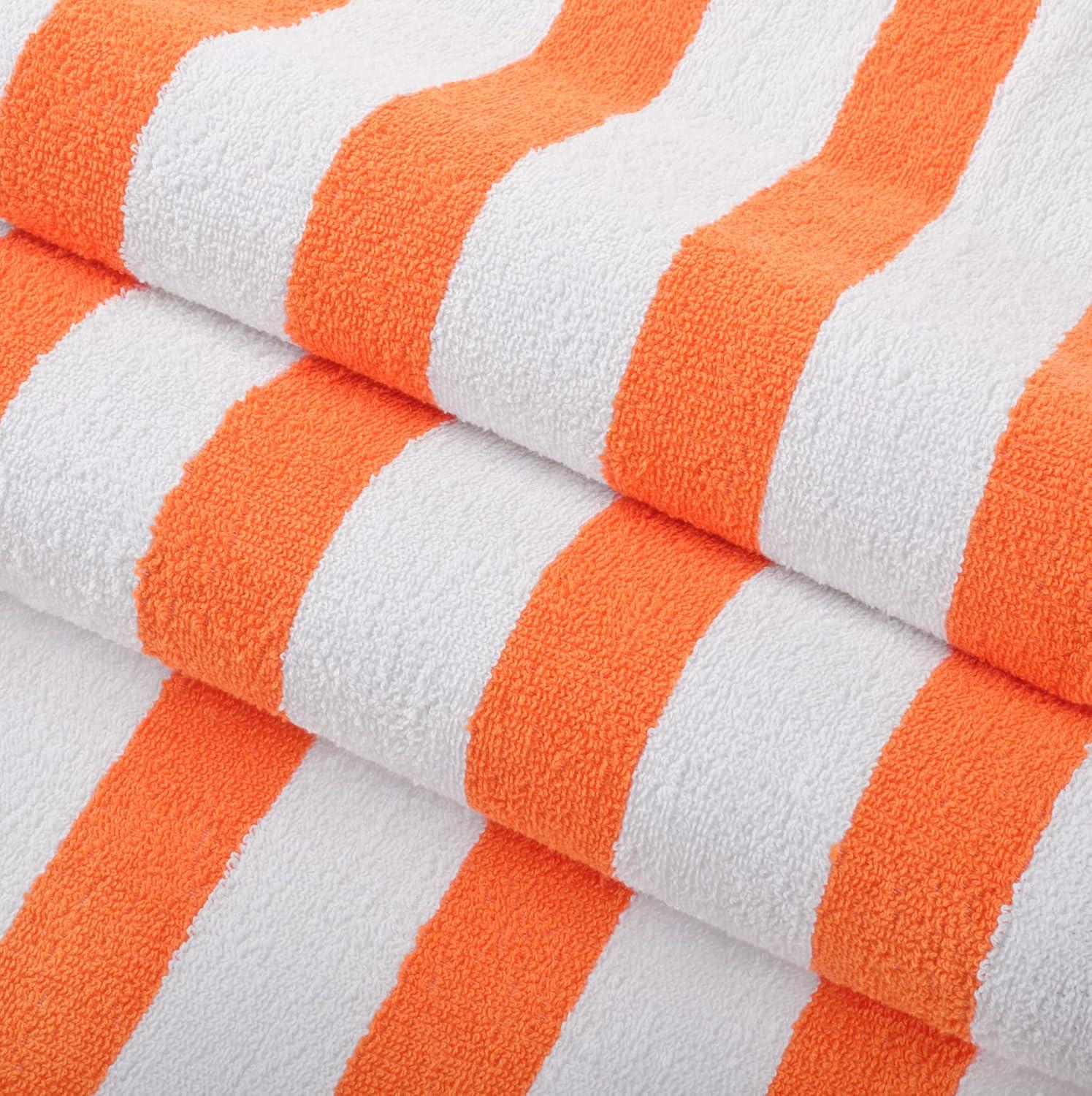 American Soft Linen Beach Towel, 100% Cotton Cabana Striped Beach Towel, 30 in by 60 in Soft Absorbent Beach Pool Towel
, Orange