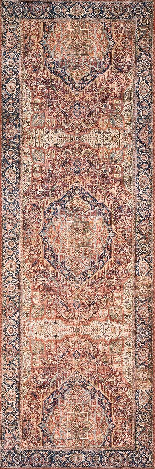 Loloi II Layla Printed Oriental Distressed Red / Navy Area Rug