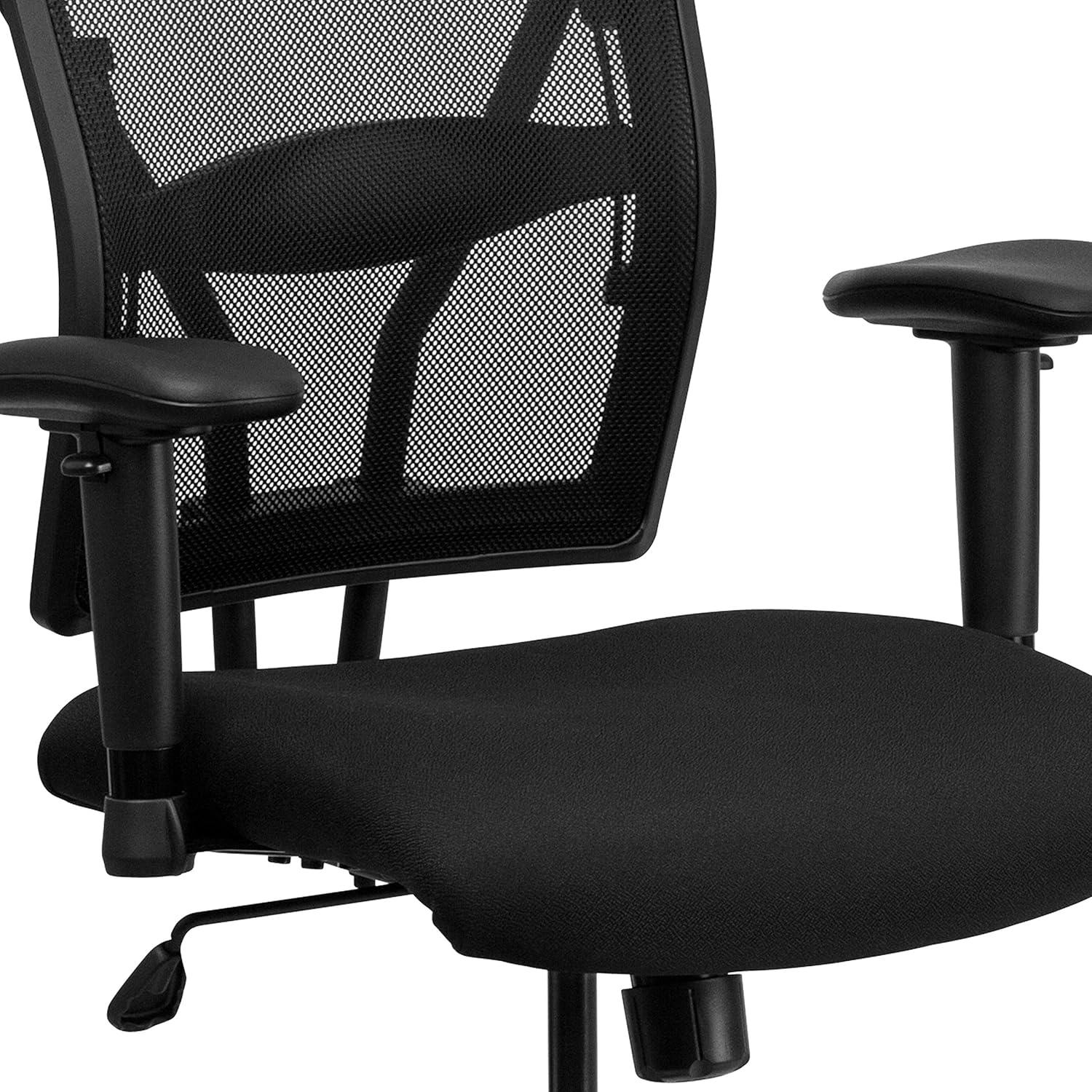 ErgoFlex Black Mesh Metal Drafting Chair with Adjustable Arms and High Back