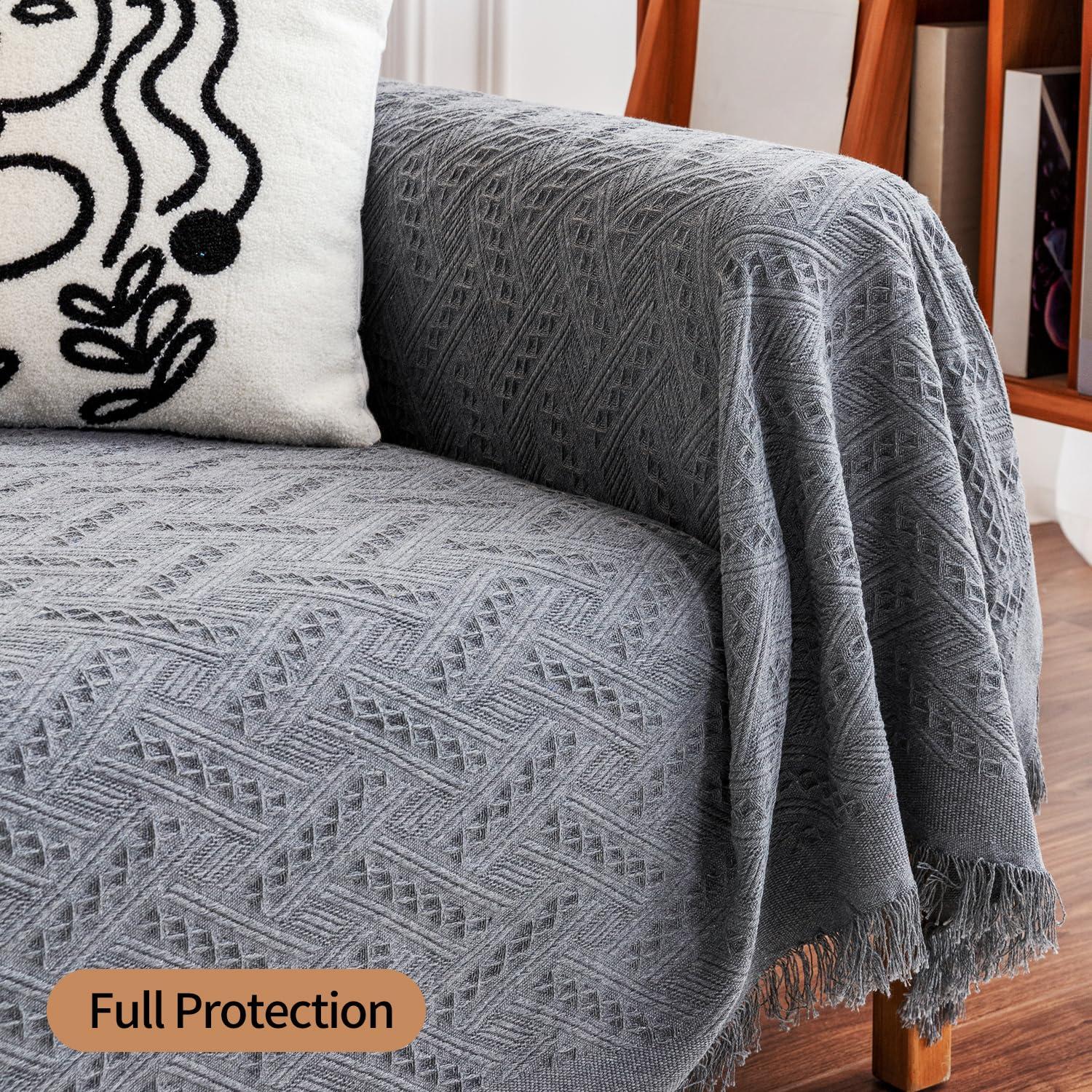 Lark Manor™ Couch Cover Sheet Blanket, Oversized Reversible Couch Covers for 3 Cushion Sofa, Extra Large Furniture Decoration Cover Sofa Slipcovers, L-Shape U-Shaped Sectional Protector for Cats Dogs