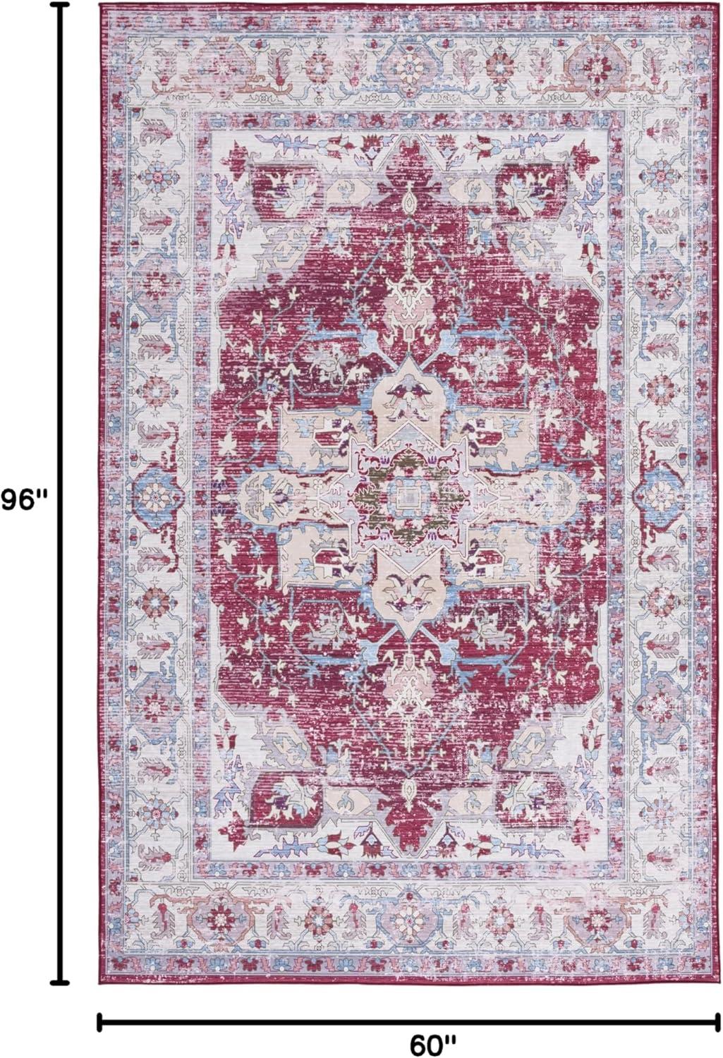 Tucson Vintage Persian TSN106 Power Loomed Machine Washable Skid-Resistant Indoor Area Rug - Burgundy/Beige - 5'x8' - Safavieh