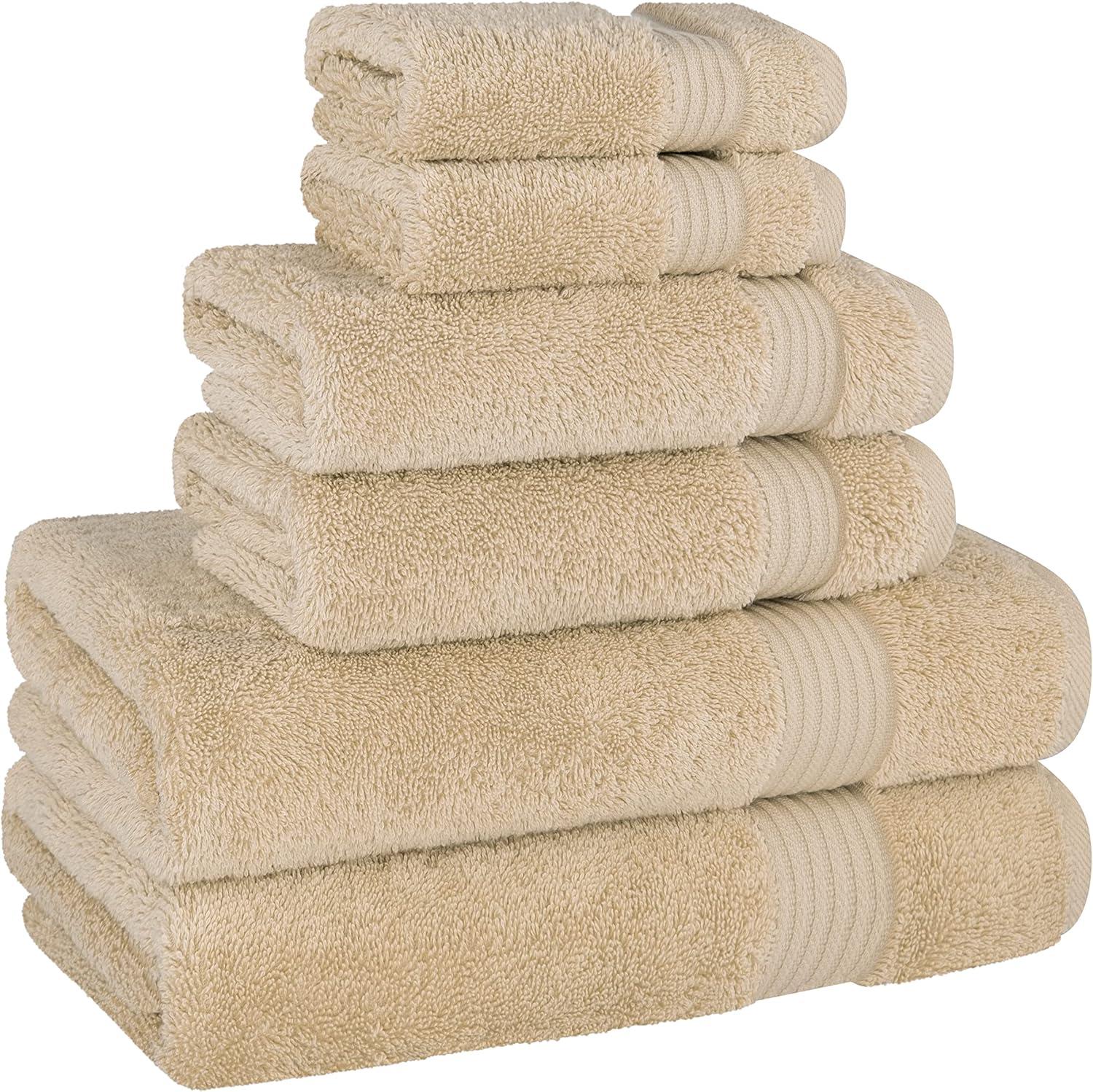 American Soft Linen Turkish Premium Quality 100% Cotton 6 Piece Towel Set, Soft Absorbent Quick Dry Bath Towels for Bathroom