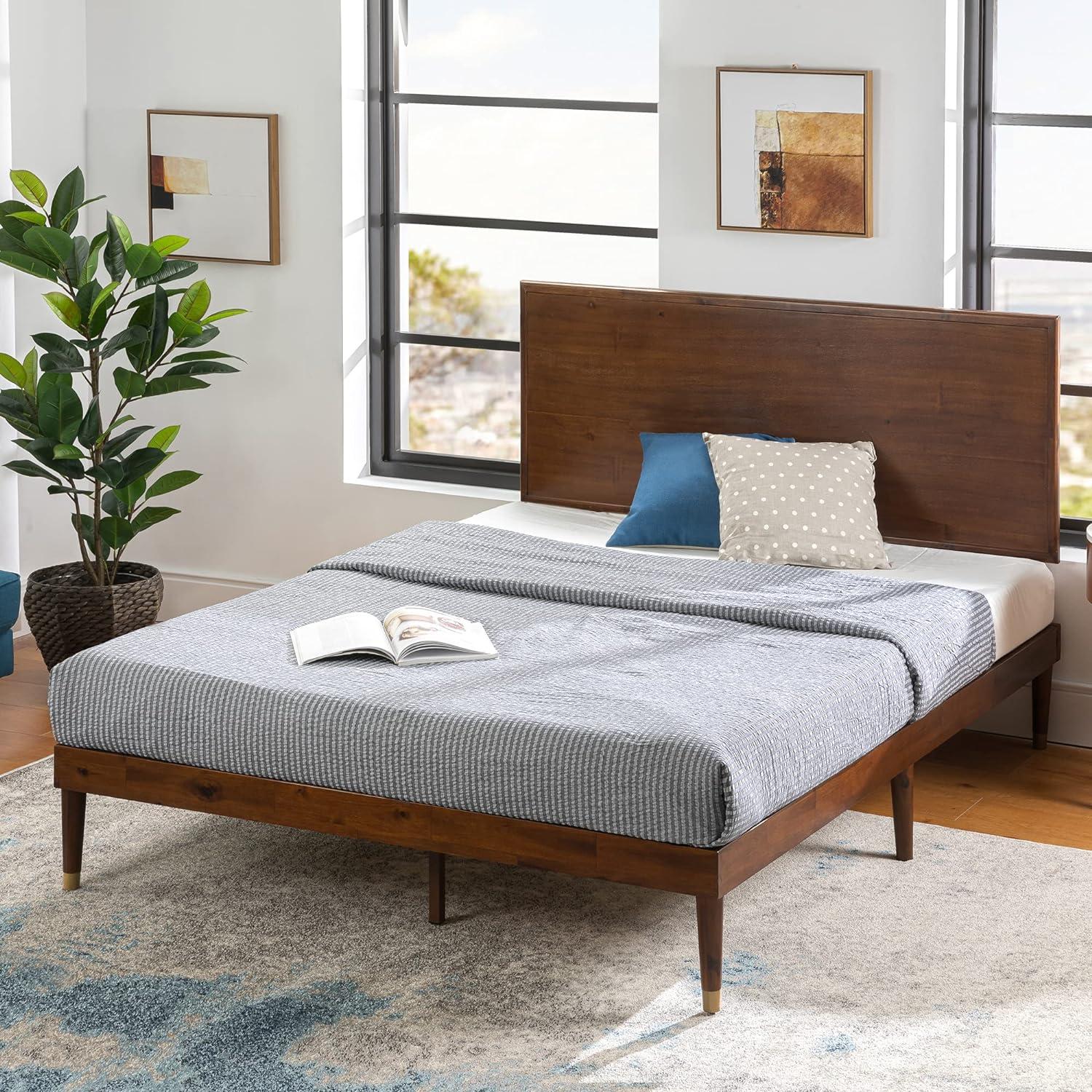 Zinus Raymond 38" Wood Platform Bed Frame with Adjustable Wood Headboard, King