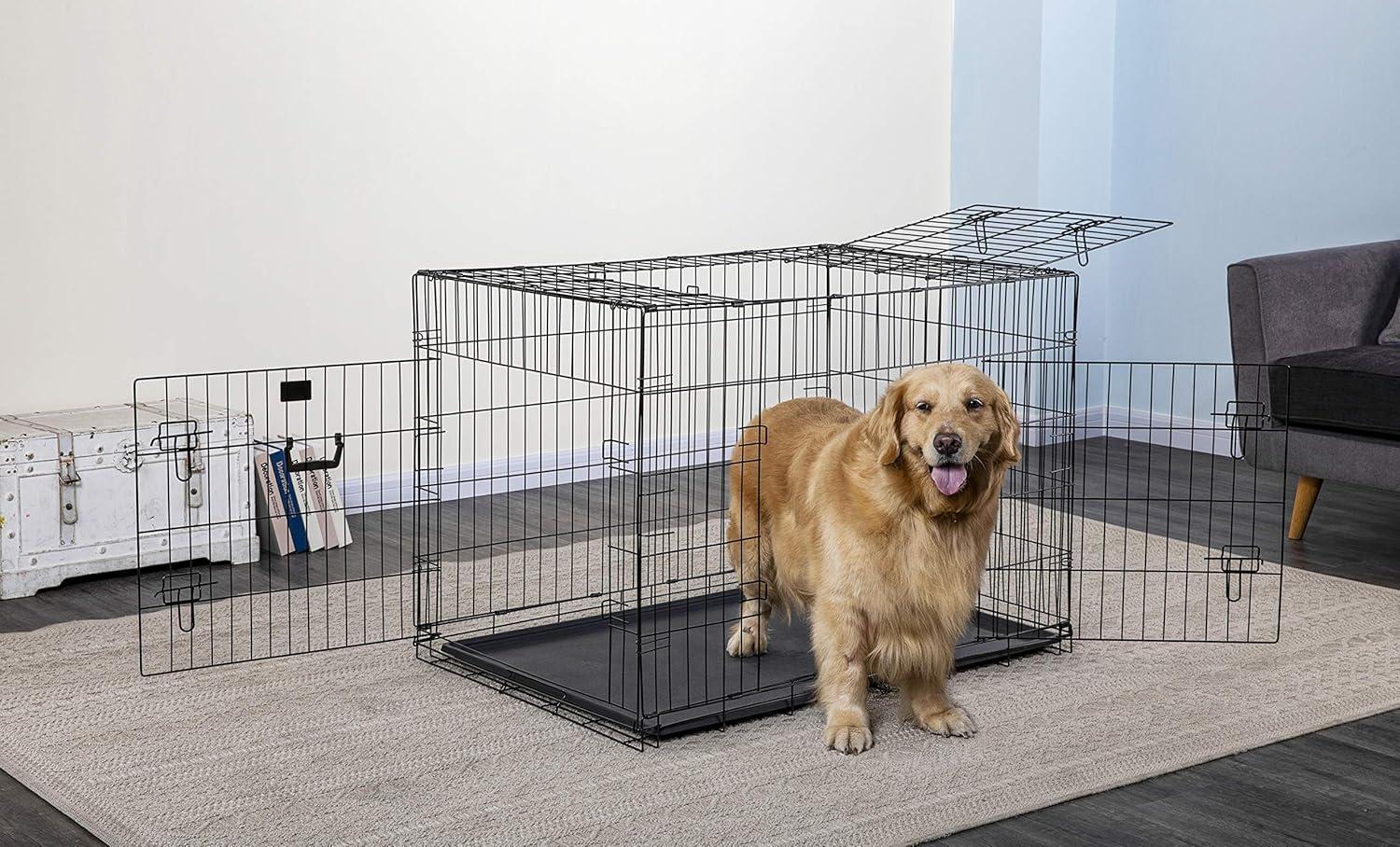 Go Pet Club Metal Collapsible Pet Crate with 3 Doors
