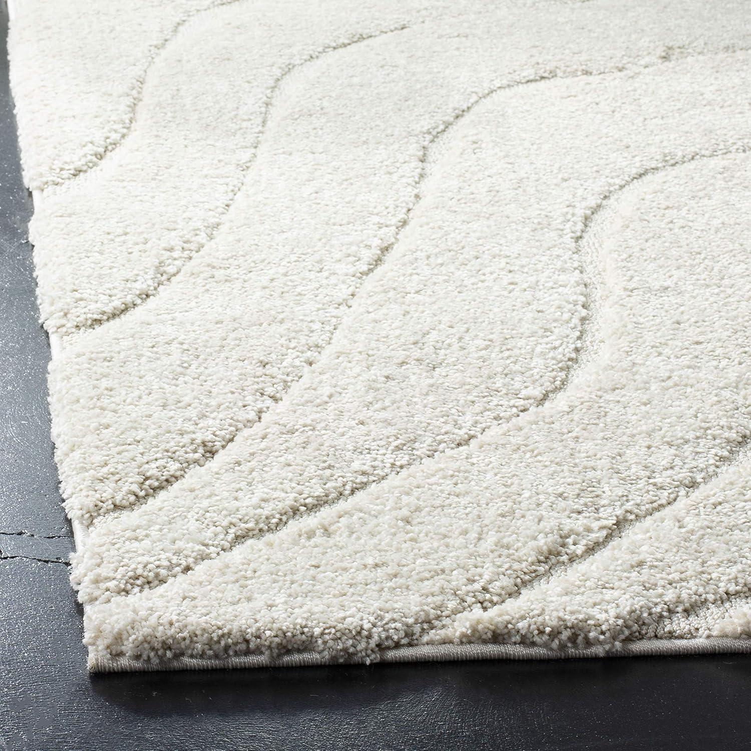 Florida Shag SG472 Power Loomed Indoor Area Rug - Dark Blue/Cream - 5'3"x7'6" - Safavieh