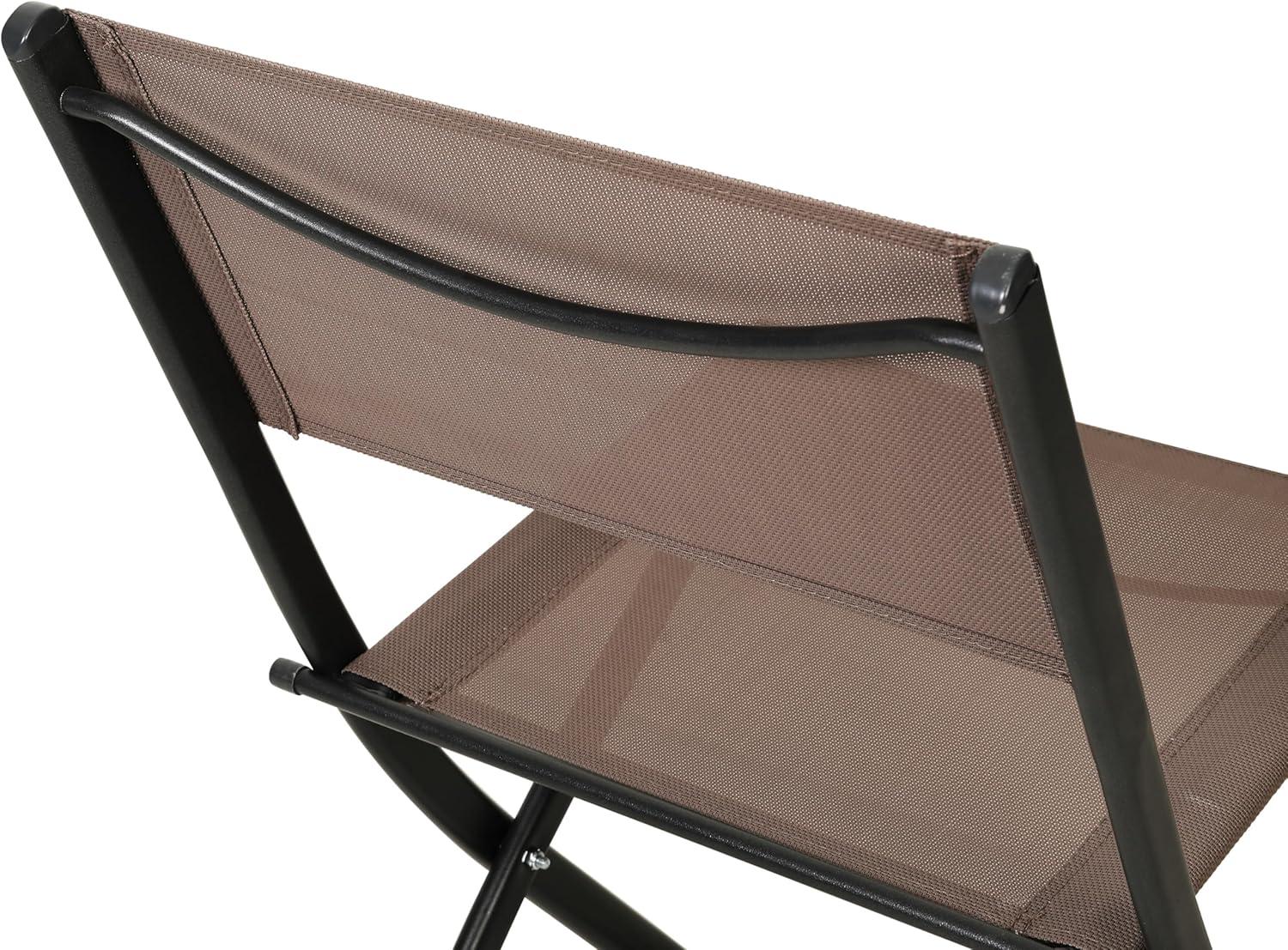 Flash Furniture Brazos Set of 4 Commercial Grade Indoor/Outdoor Folding Chairs with Brown Flex Comfort Material Backs and Seats and Black Metal Frames