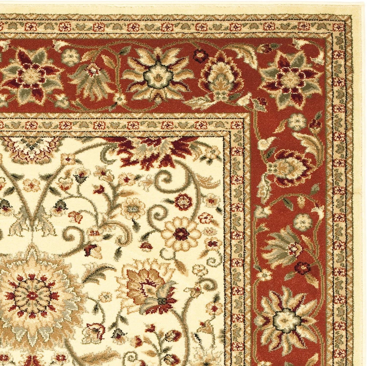 SAFAVIEH Lyndhurst Victoria Traditional Floral Area Rug, Ivory/Rust, 5'3" x 7'6"