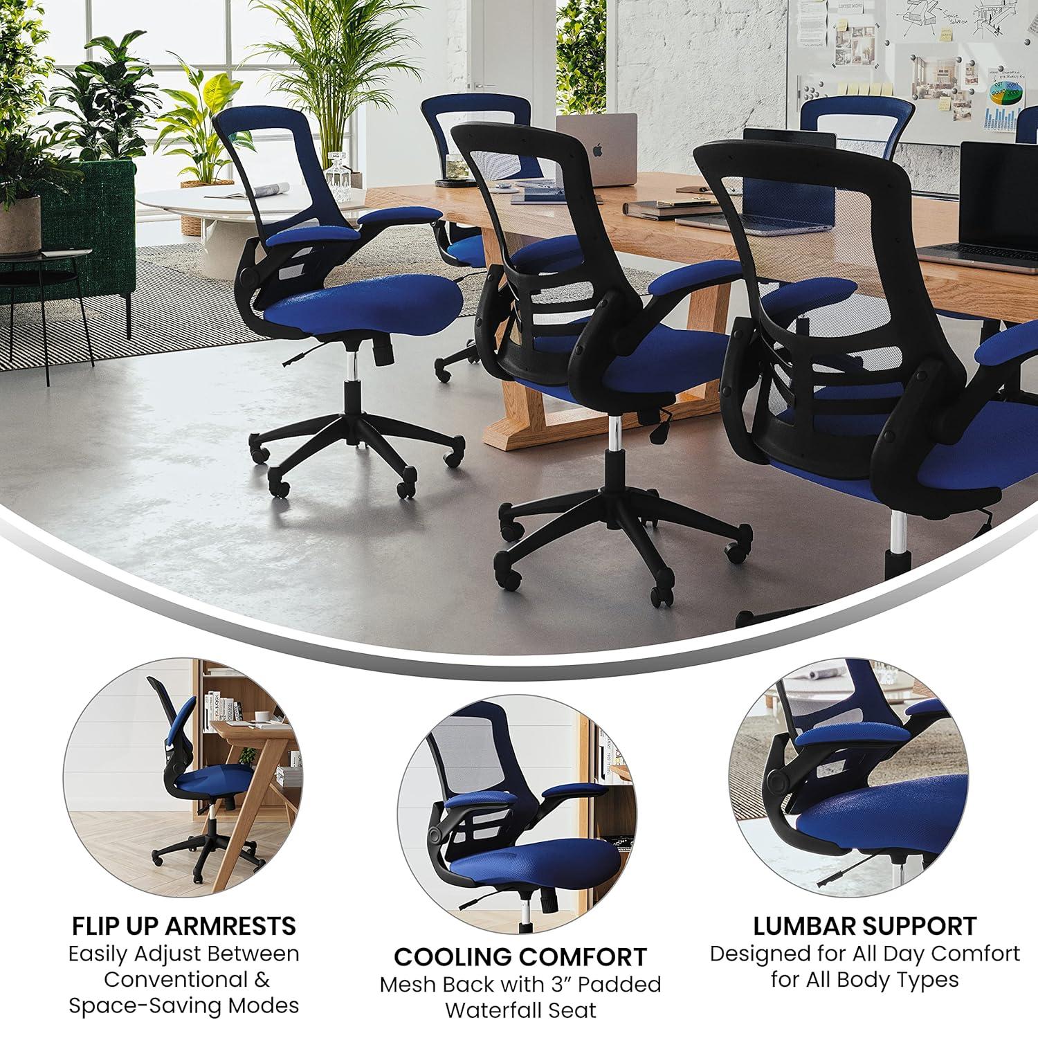 Jayetta Mid-Back Mesh Swivel Ergonomic Office Chair with Flip-Up Arms