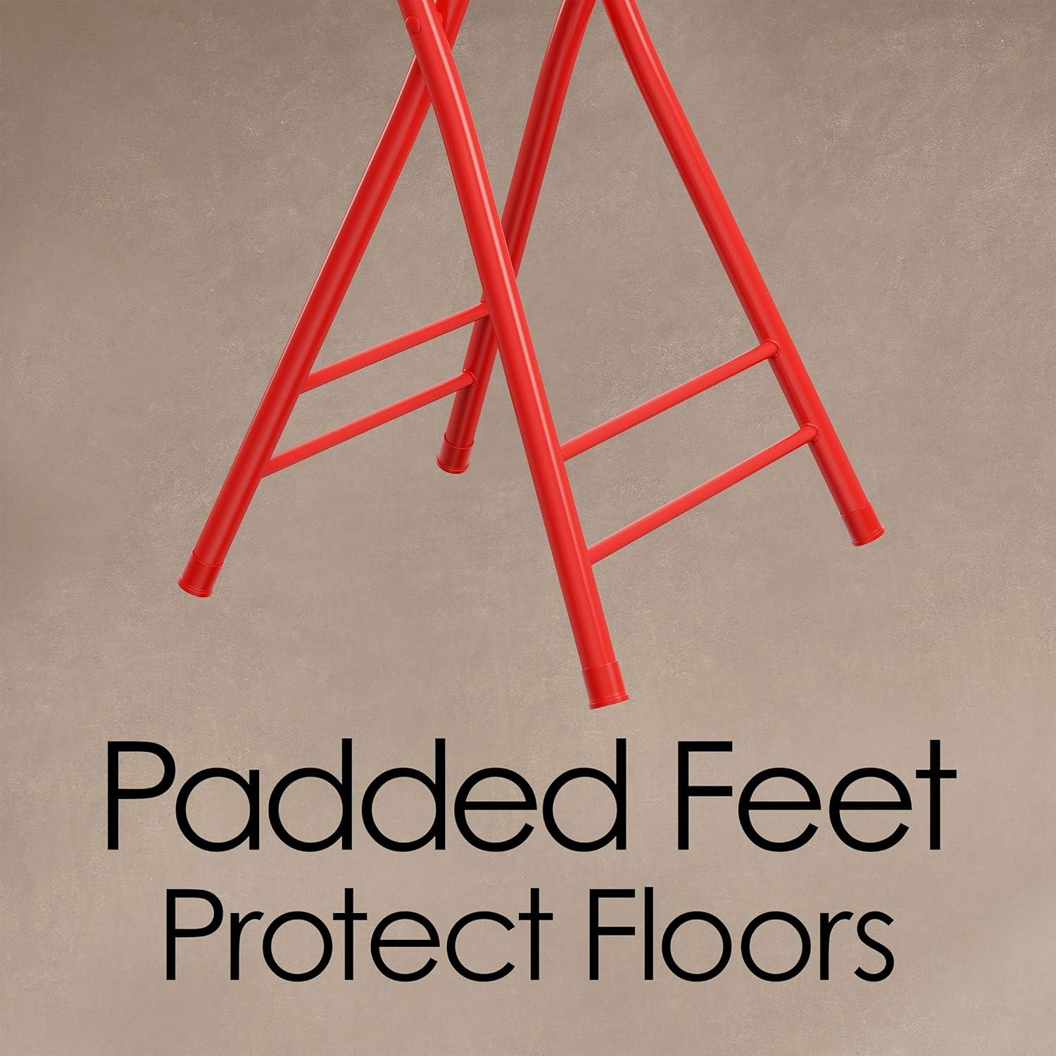 Red Metal Backless 24-Inch Folding Stool