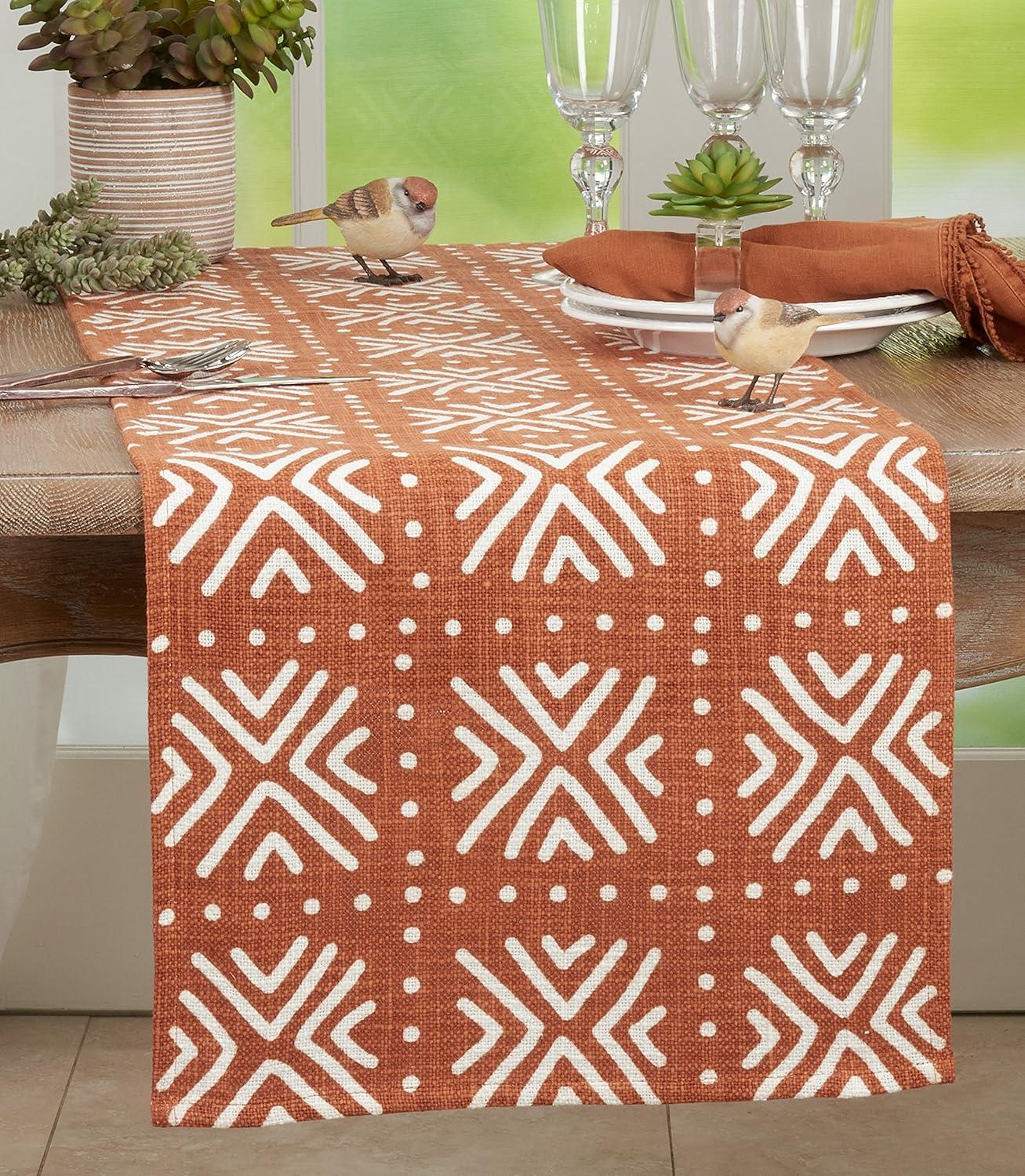 Saro Lifestyle Cotton Table Runner With Mudcloth Design