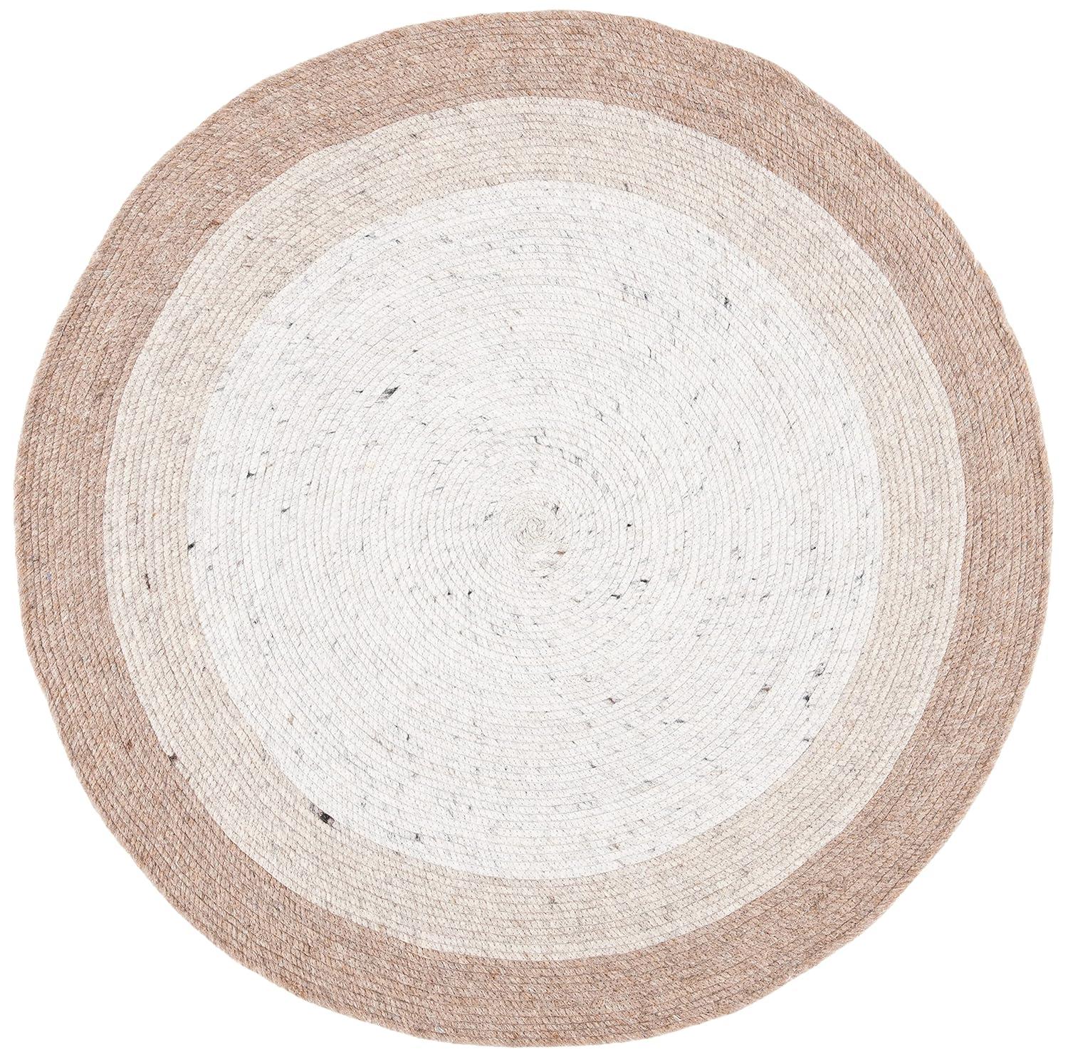 Braided BRD903 Hand Woven Indoor Area Rug - Beige/Ivory - 5' Round - Safavieh