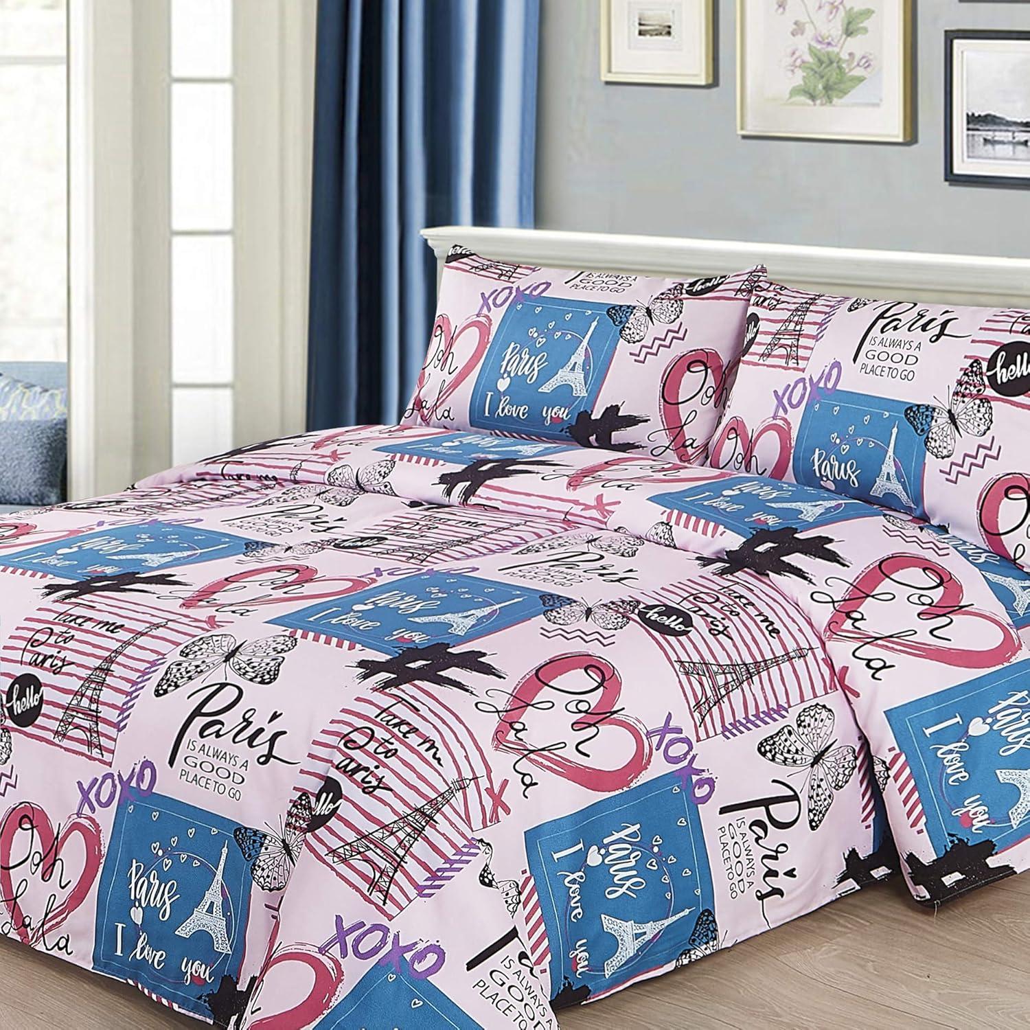 Navy Paris Hearts Twin Toddler Bedding Set