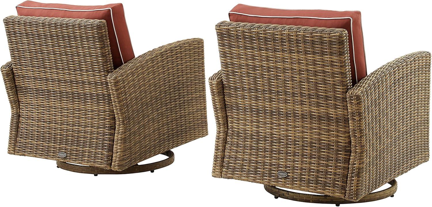 Bradenton 2Pc Outdoor Wicker Swivel Rocker Chair Set Sangria/Weathered Brown - 2 Swivel Rockers