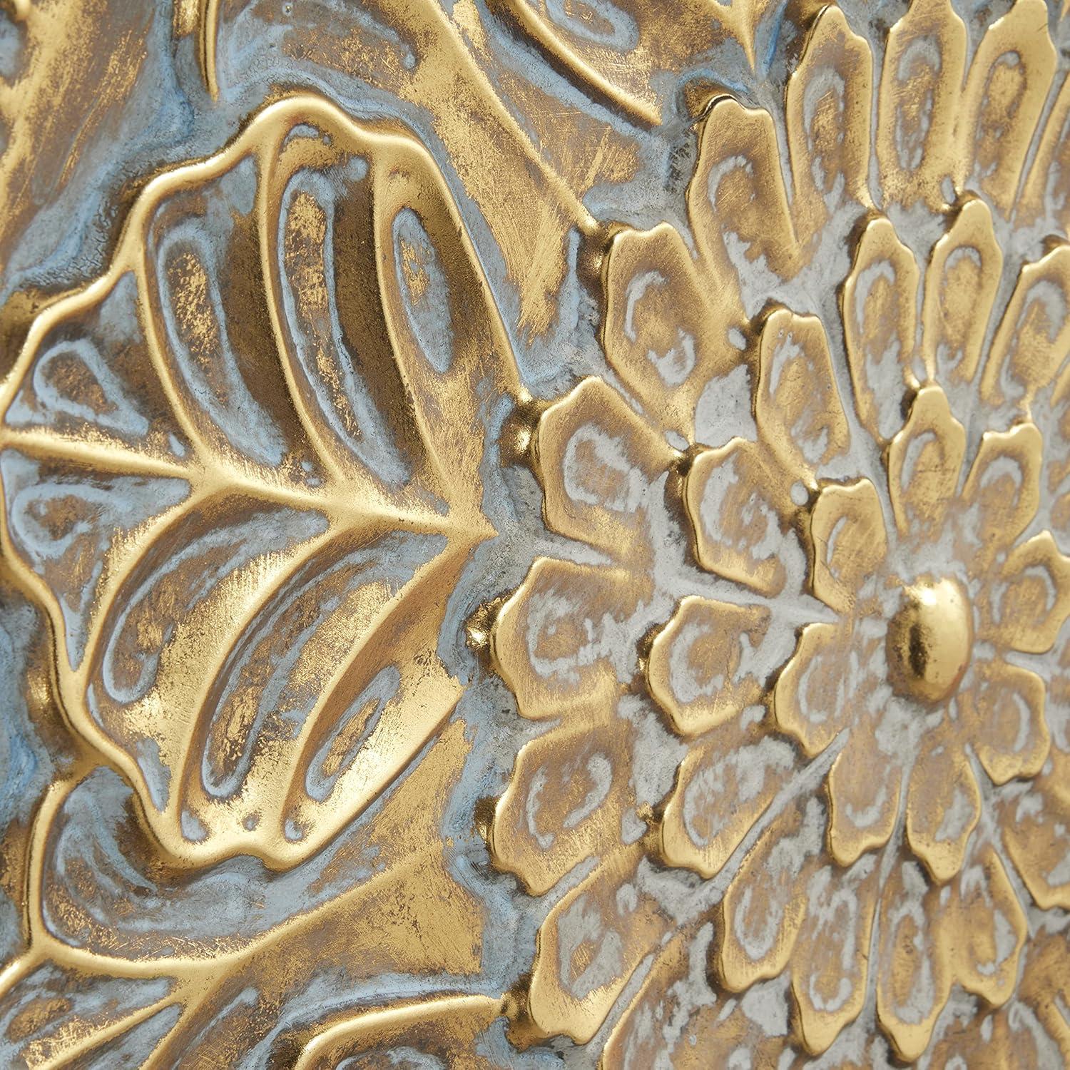 DecMode Gold Metal Plate Wall Decor with Embossed Details