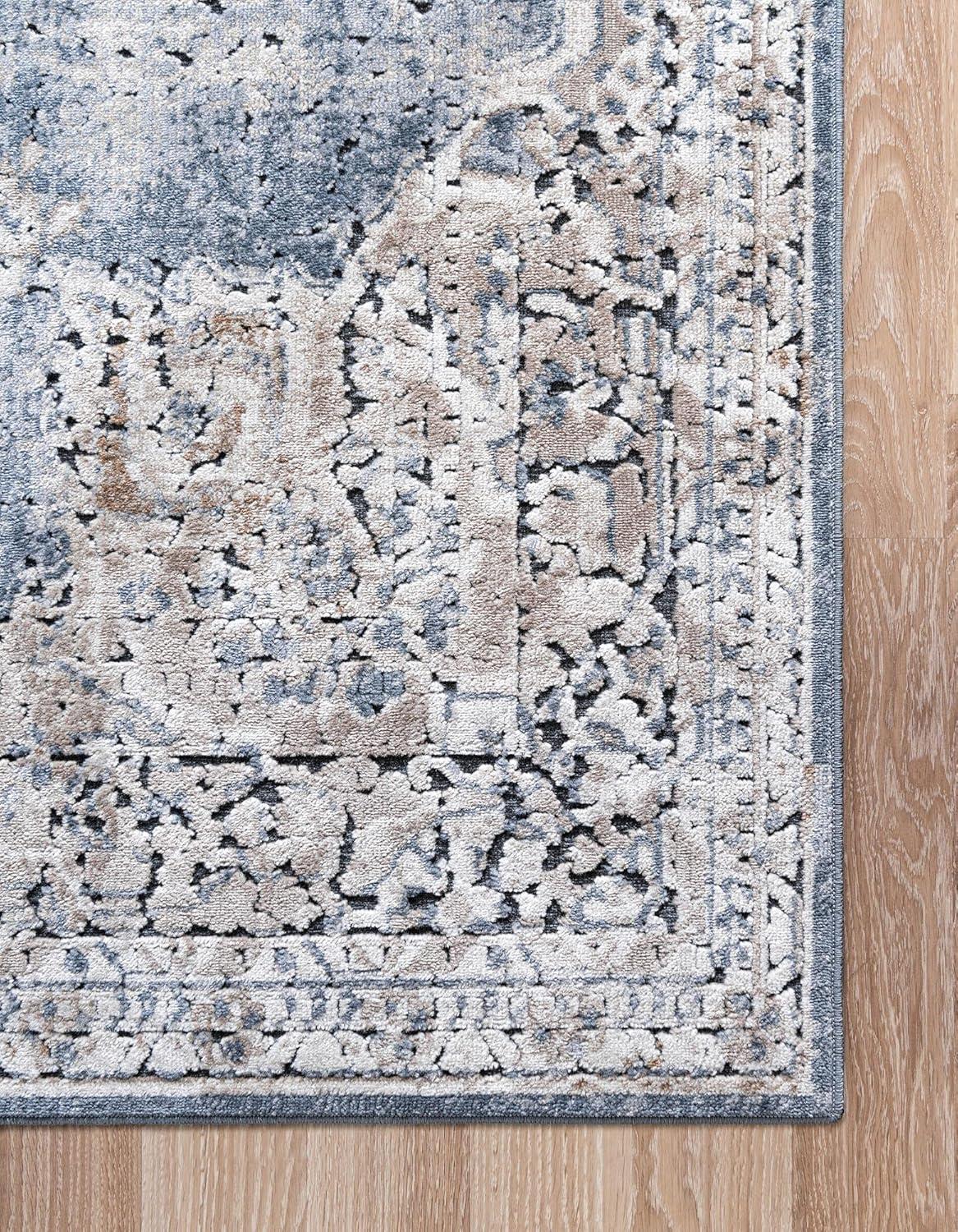Unique Loom Chateau Collection Area Rug - Roosevelt (6' 1" x 9' Rectangle Slate Blue/Beige)