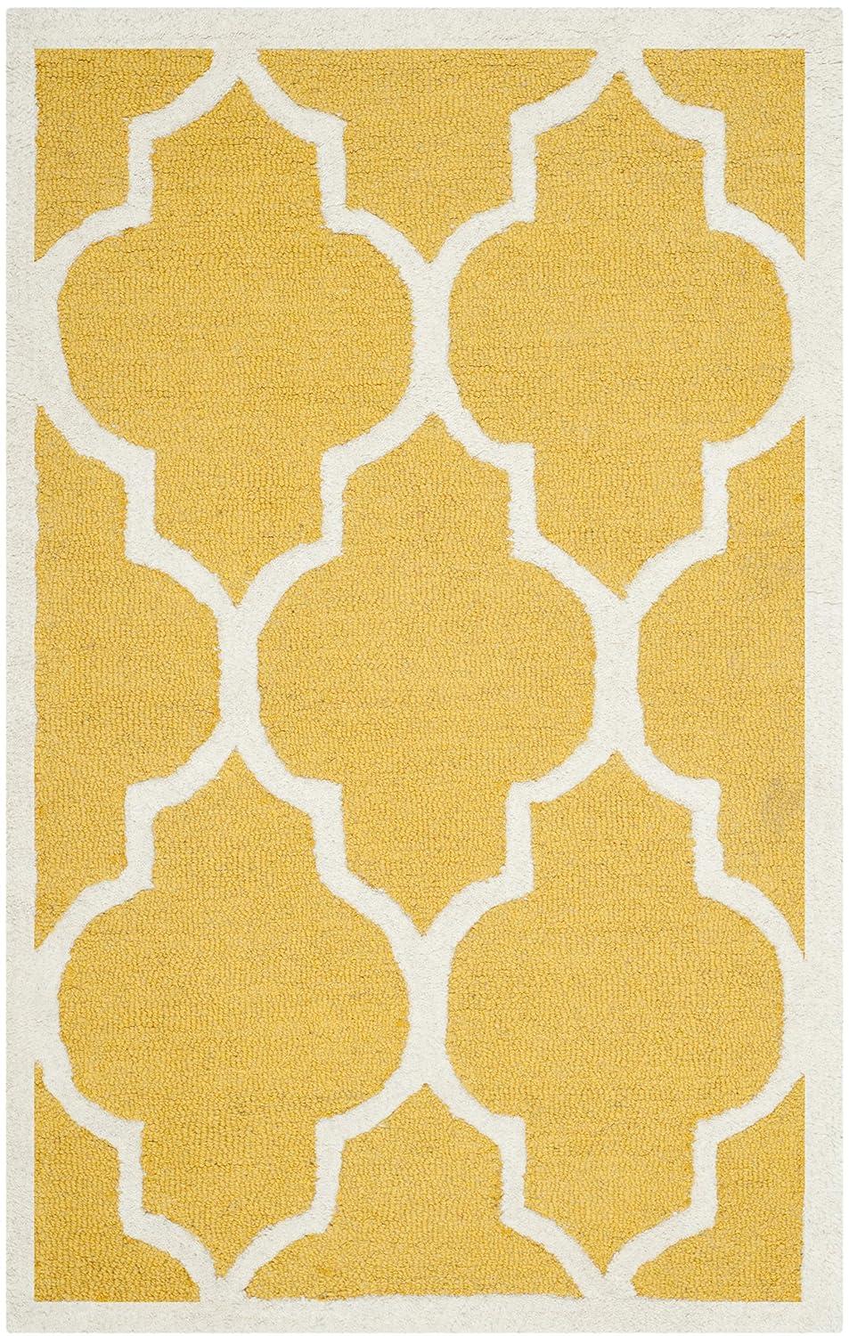 SAFAVIEH Cambridge Kevin Geometric Wool Area Rug, Gold/Ivory, 2' x 3'