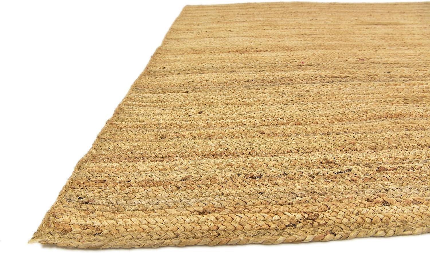 Handmade Reversible Braided Jute and Cotton Rug 8' x 10' - Natural Brown