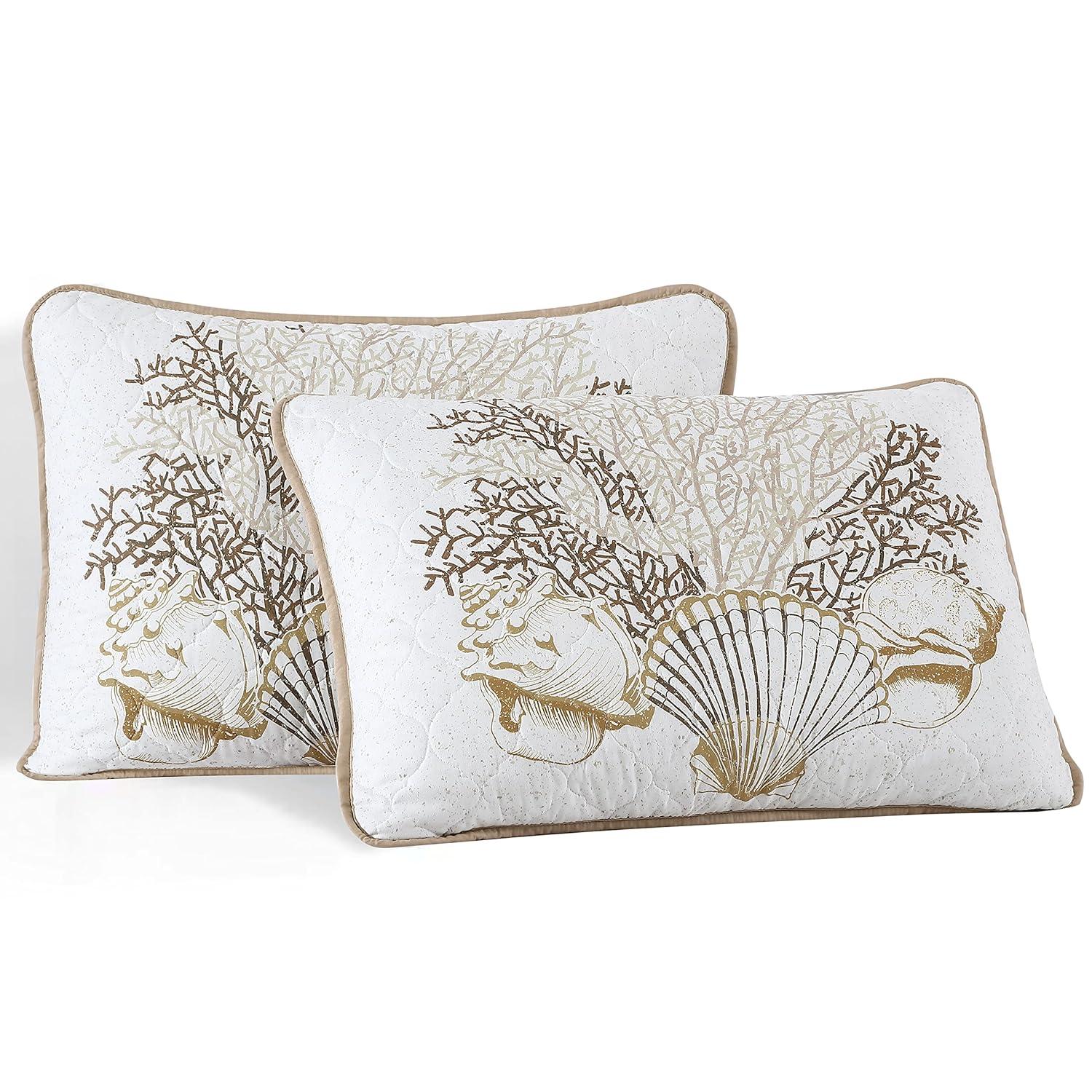 Caribbean Joe  Coastal 3PC Quilt Set Patterned Shell Navy - Full - Queen