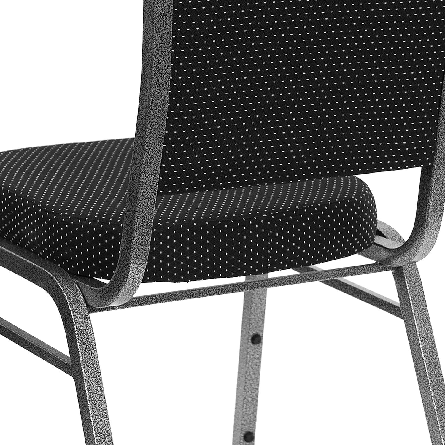 Black Diamond Fabric and Silver Vein Steel Stacking Banquet Chair