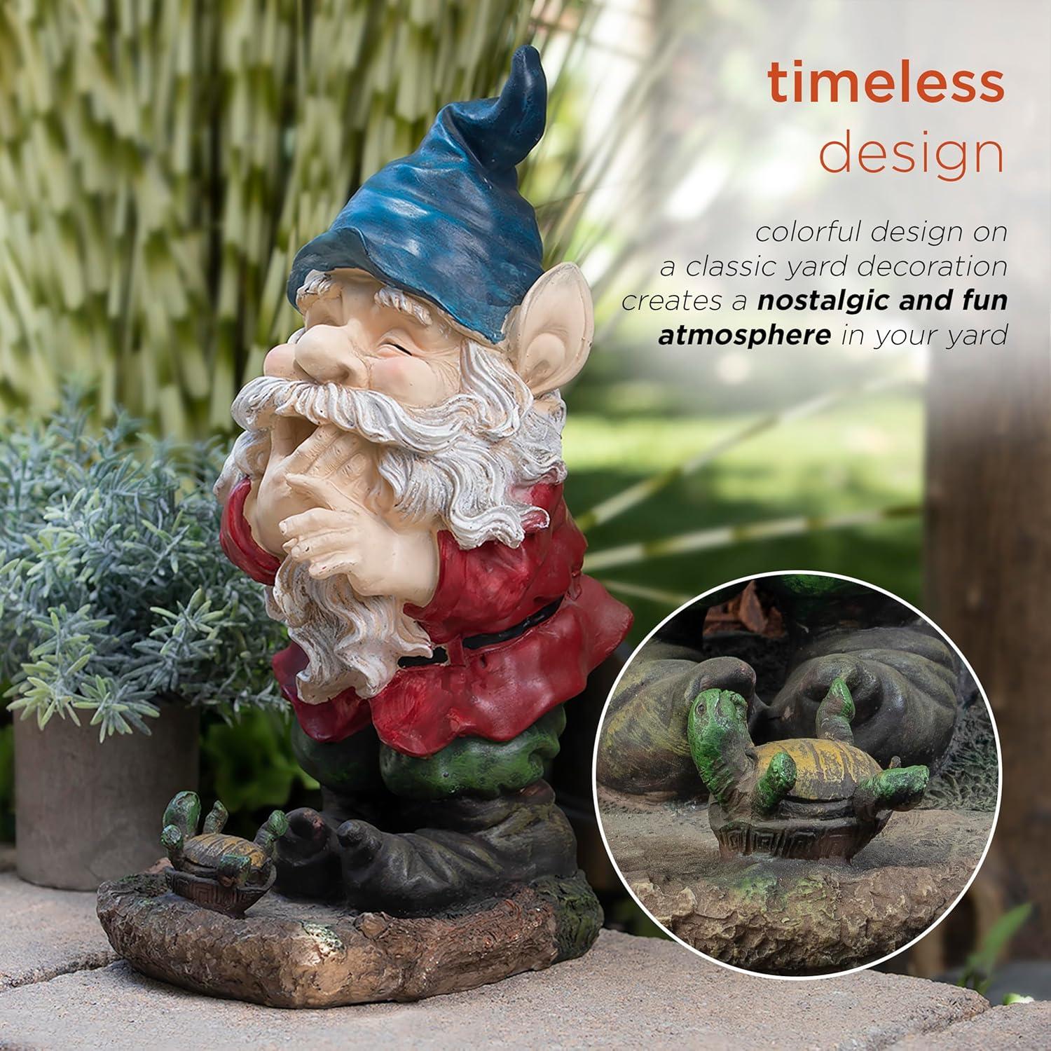 15" Multicolor Polyresin Smiling Garden Gnome Statue