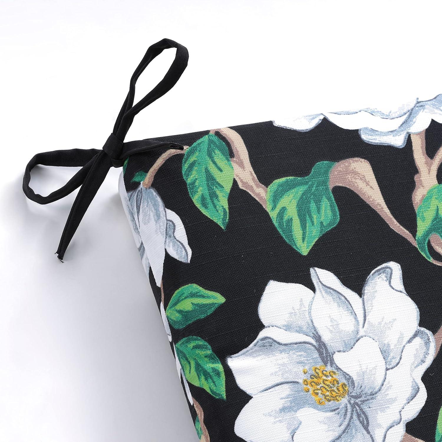 Magnolia Black and White Floral Outdoor Chair Cushion