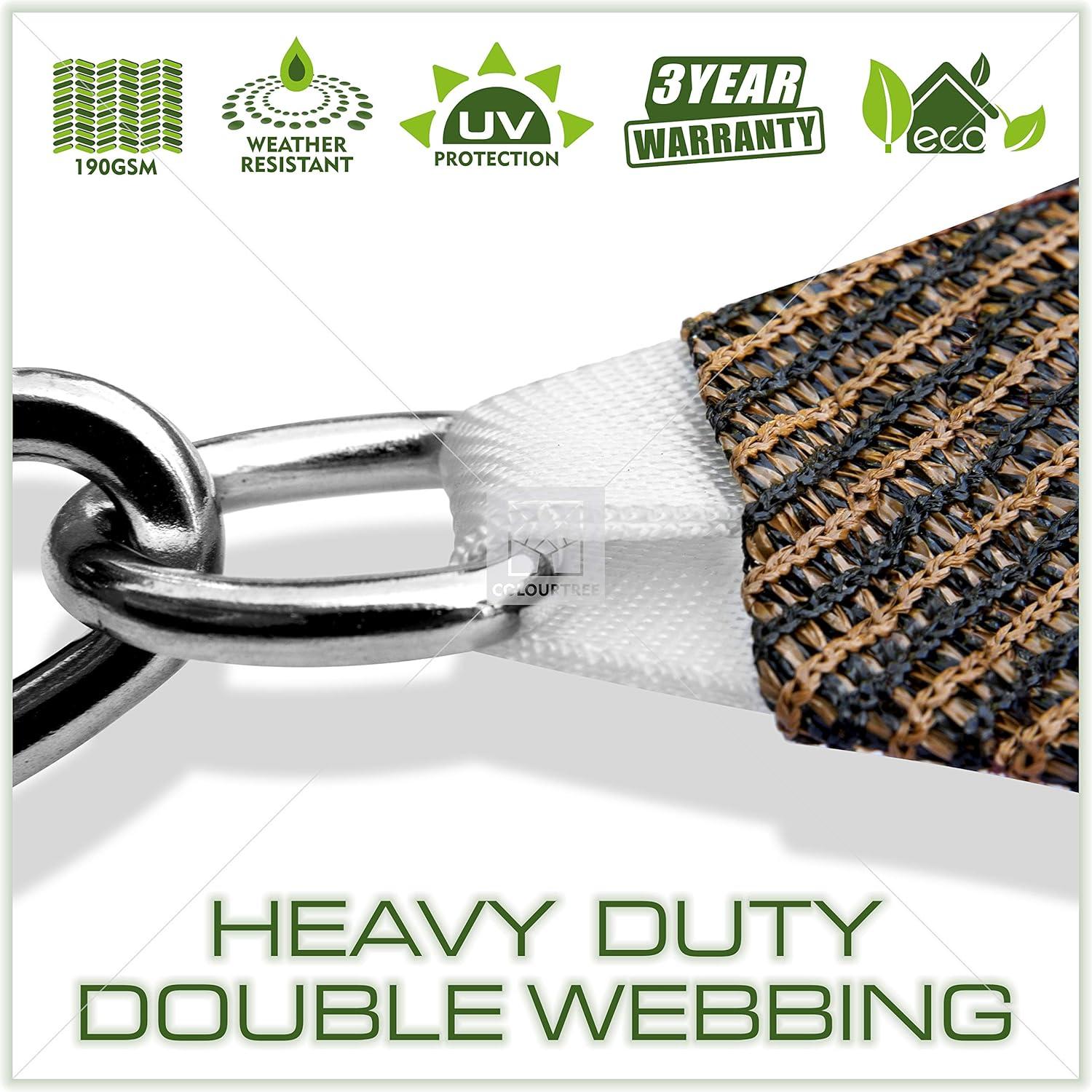 ColourTree Colourtree Sun Shade Sail Rectangle Canopy Fabric Cloth Screen, Water Permeable & UV Block UPF50