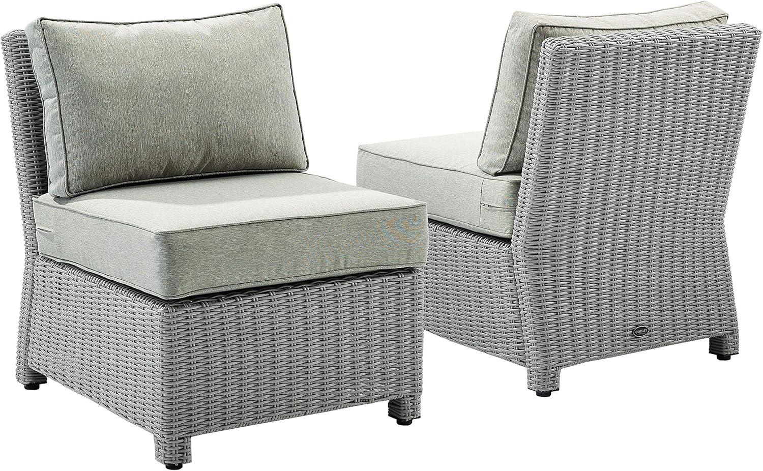 Crosley Bradenton Wicker Patio Armless Chair in Gray (Set of 2)