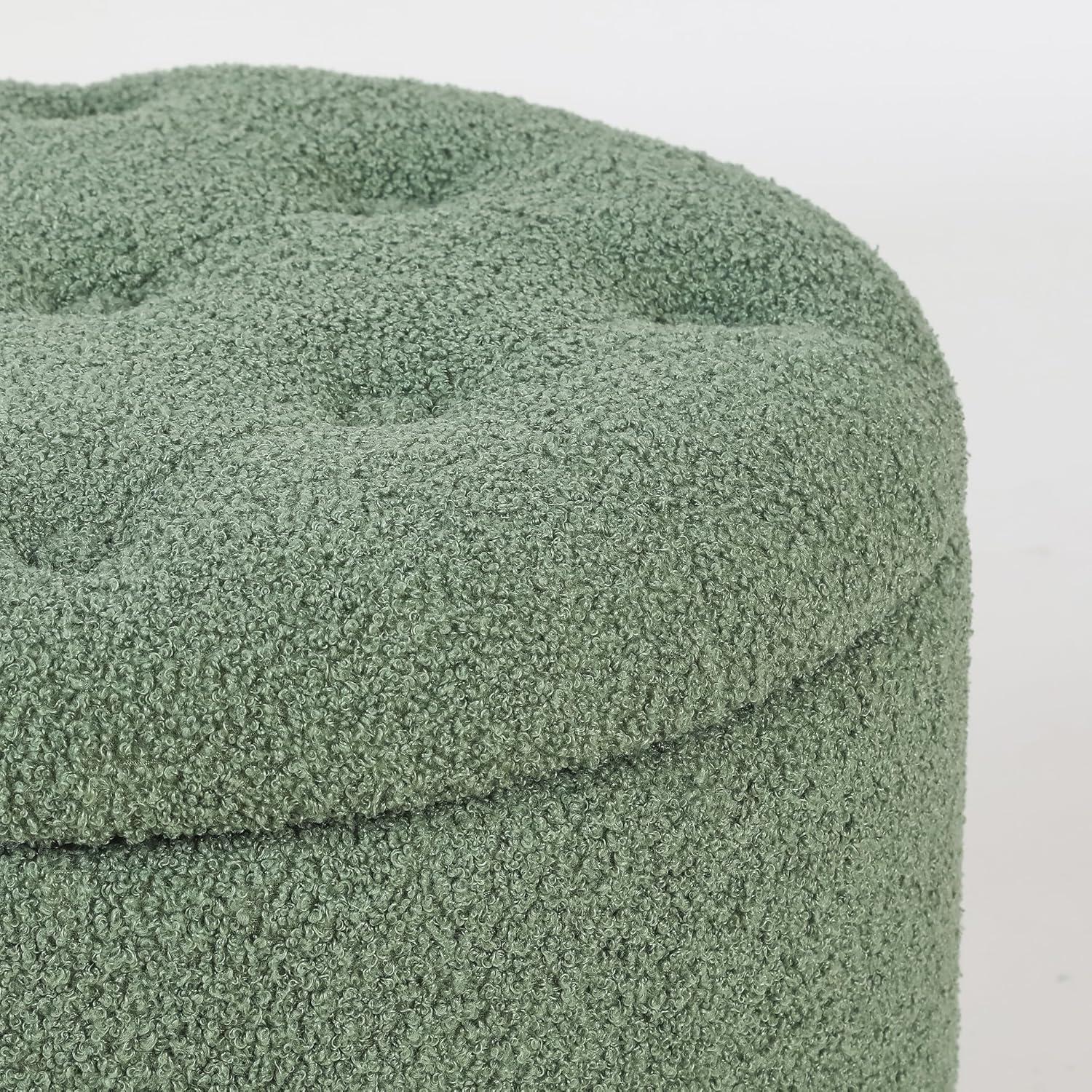 Joveco Velvet Button Tufted Round Storage Ottoman Stool Foot Rest
