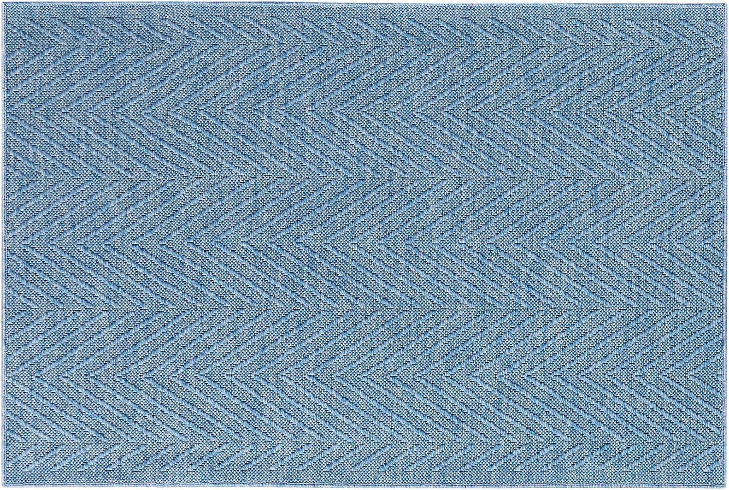 TOWN & COUNTRY BASICS Pax Herringbone Textured Solid Machine Washable Area Rug Blue